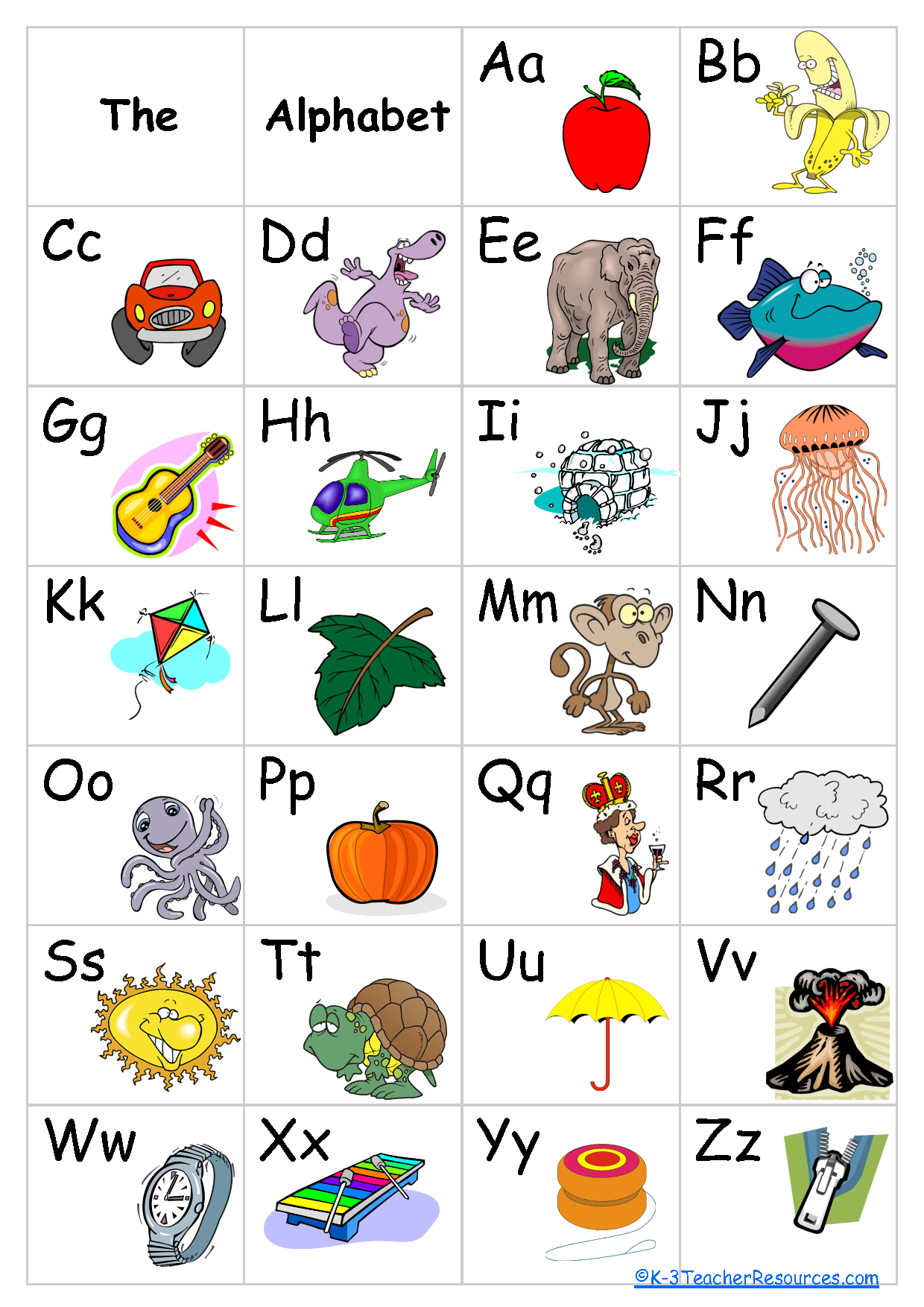 4 Best Images Of Kindergarten Alphabet Chart Printable Alphabet Chart With Pictures For