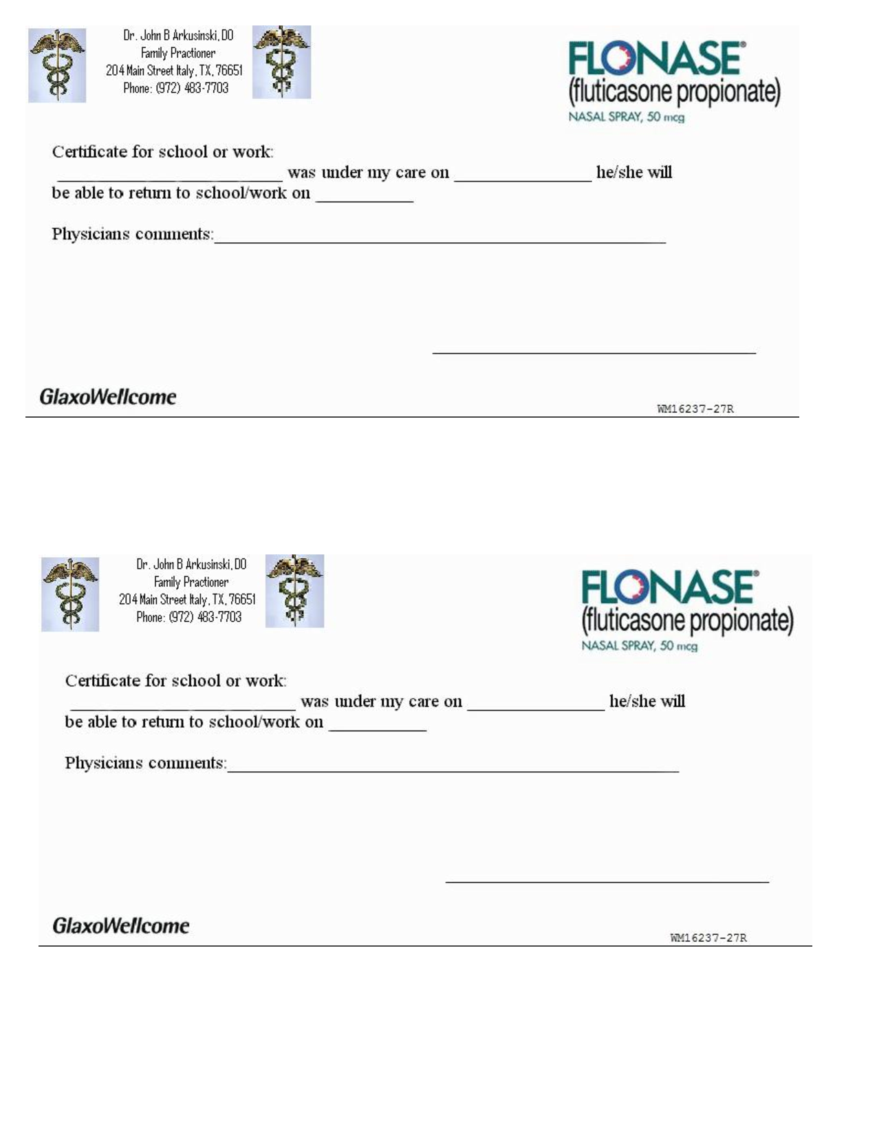 Free Fake Doctors Note For Work Template