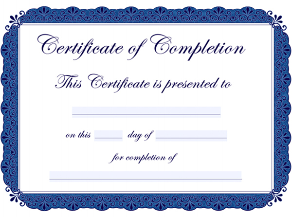 7 Best Images Of Printable Certificates Of Completion Blank Certificate Completion Free 