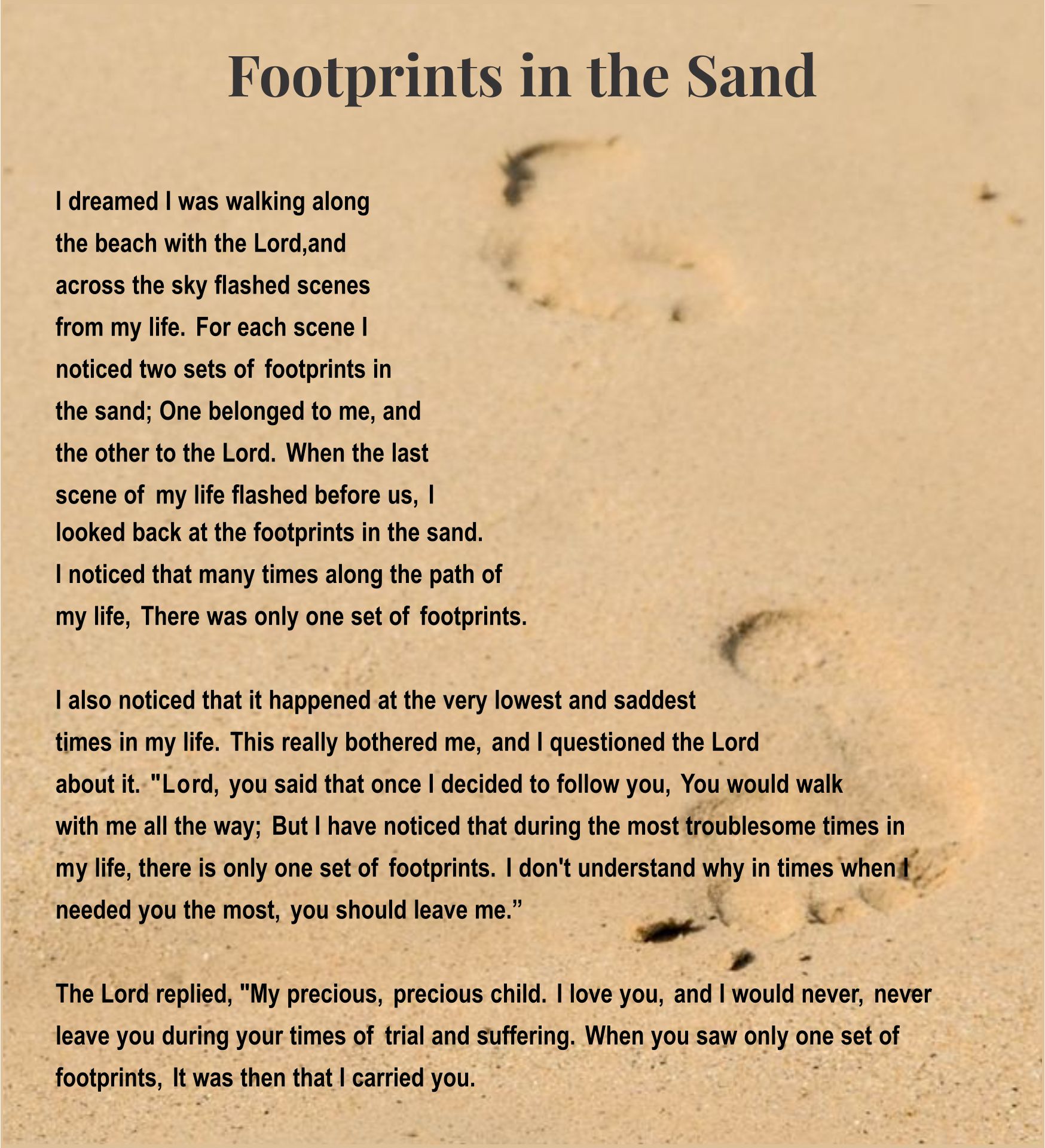 Footprints In The Sand Poem Printable Free