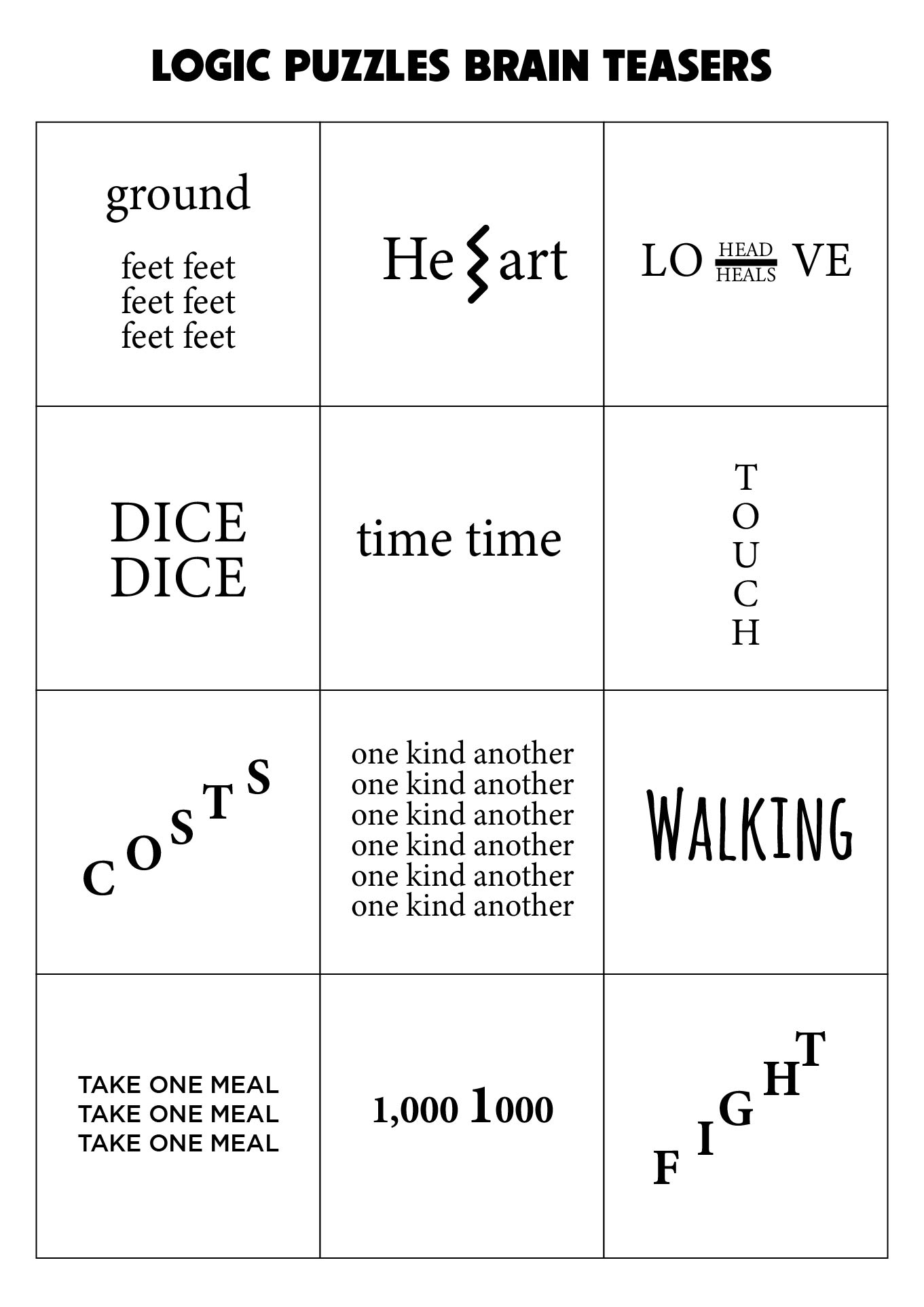 Brain Teasers Printable