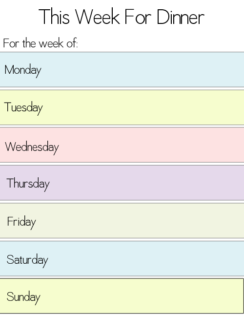 7 Best Images Of Printable Dinner Planner Free Printable Weekly Menu 