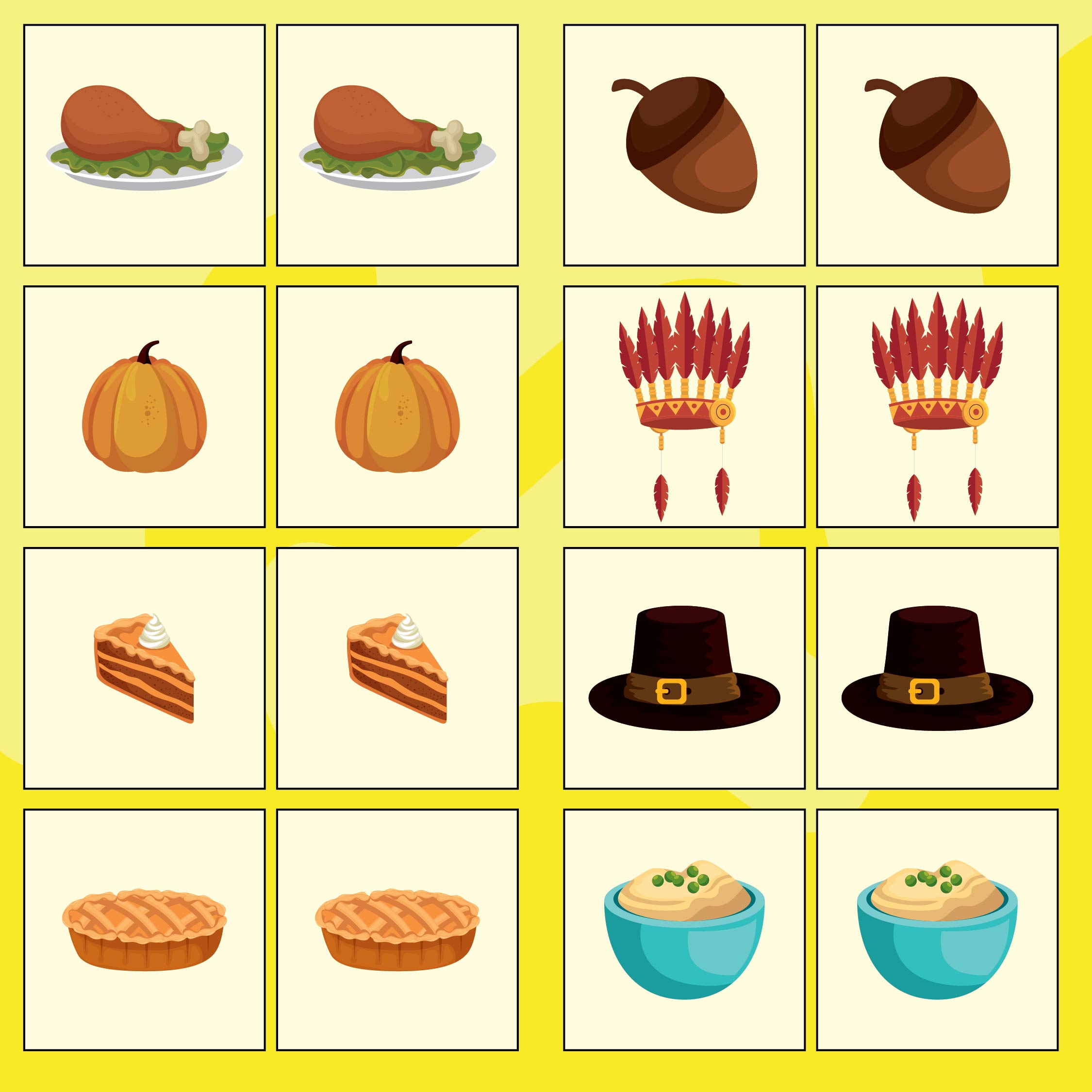 5 Best Images Of Printable Thanksgiving Memory Game Thanksgiving Memory Game Printable Free 