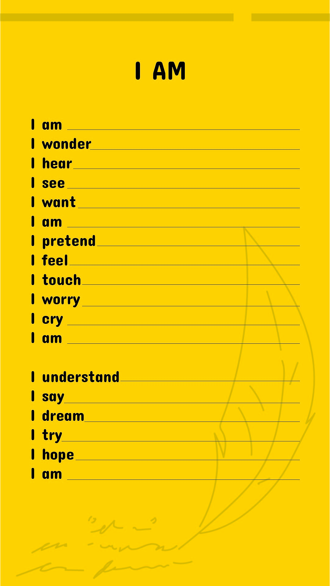 I Am Template Poem