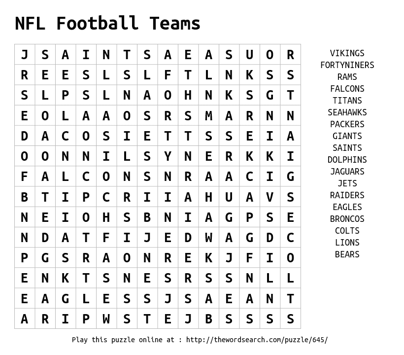 8 Best Images Of NFL Word Search Puzzles Printable Football Word Search Printable NFL Word