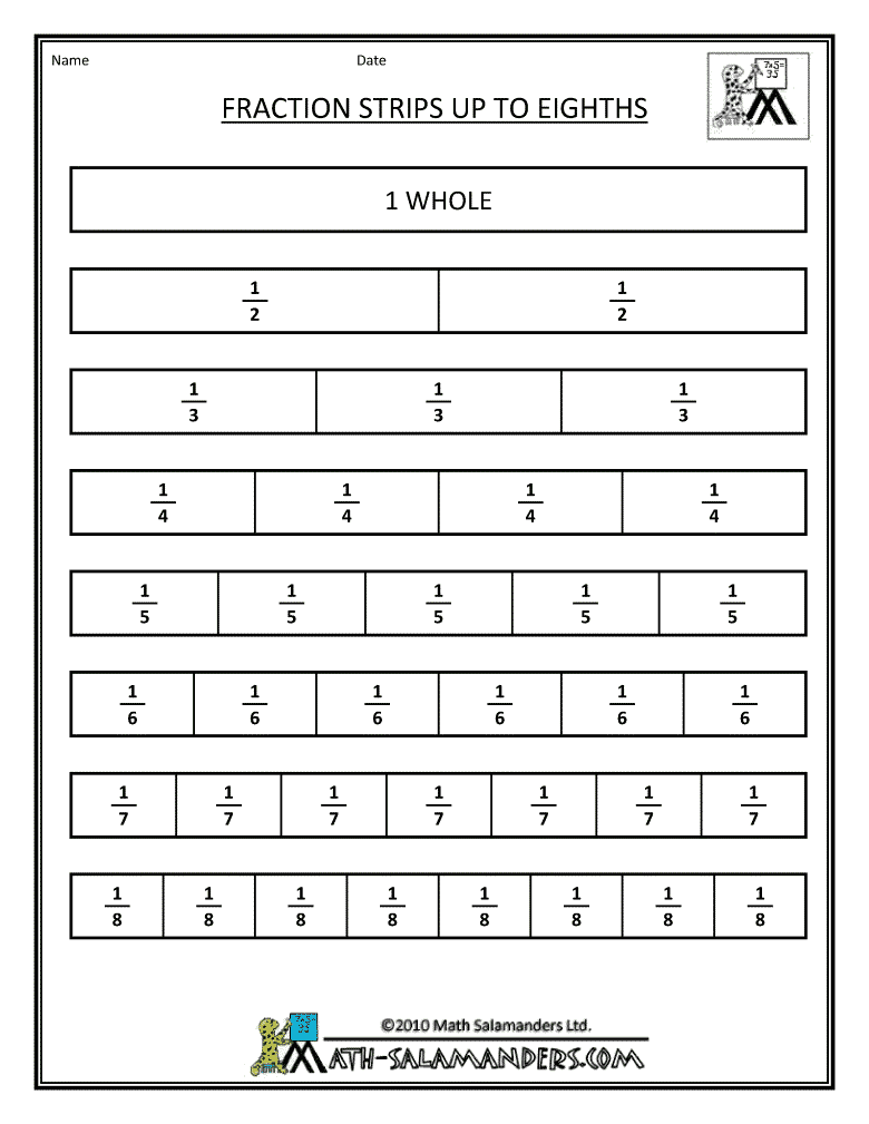 Equivalent Fractions Chart Printable