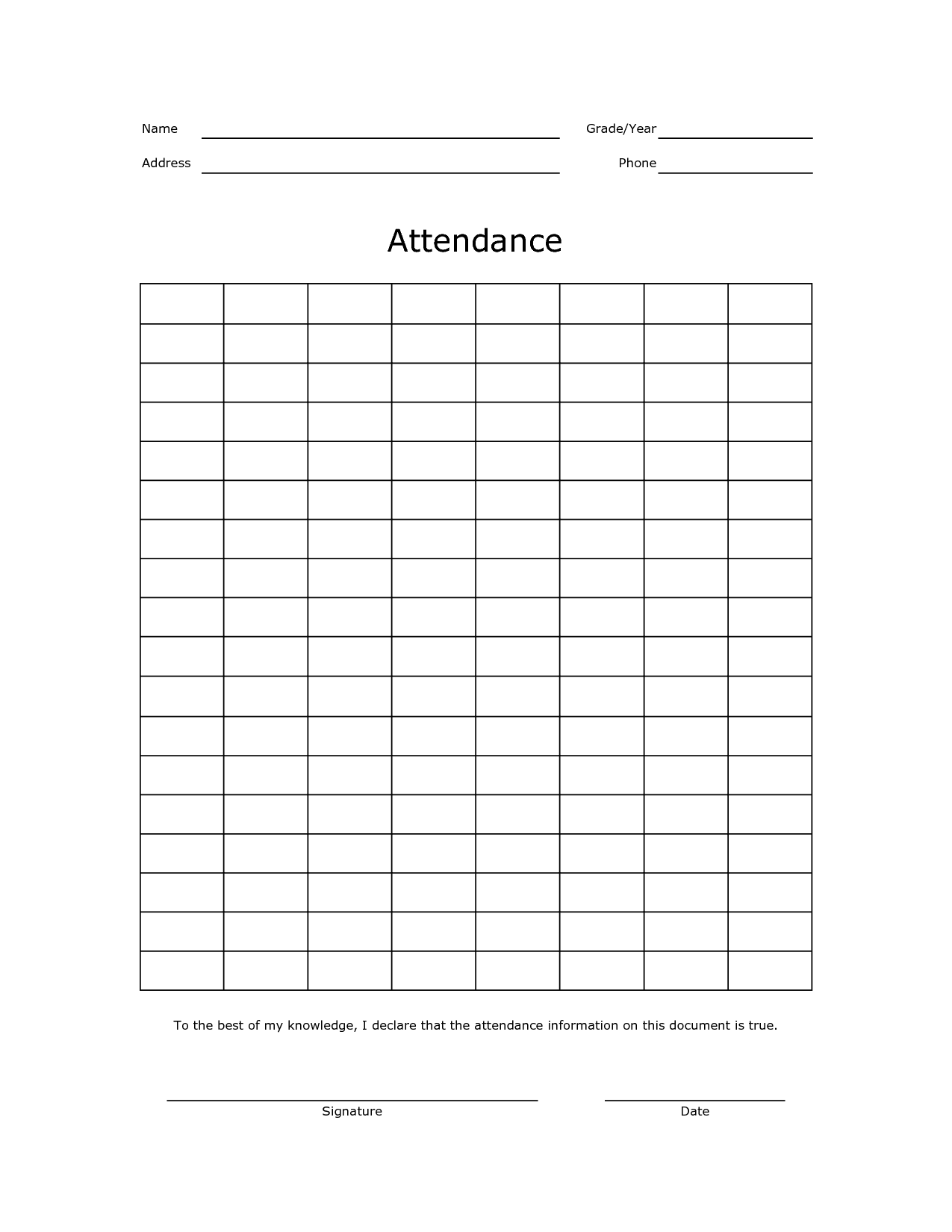 5 Best Images Of Free Printable Attendance Roster Forms School 