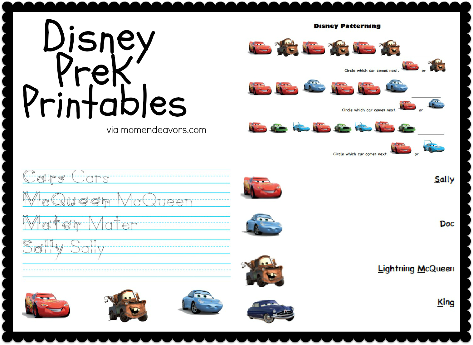 8 Best Images Of Disney Preschool Printable Worksheets Disney Cars Printable Activities
