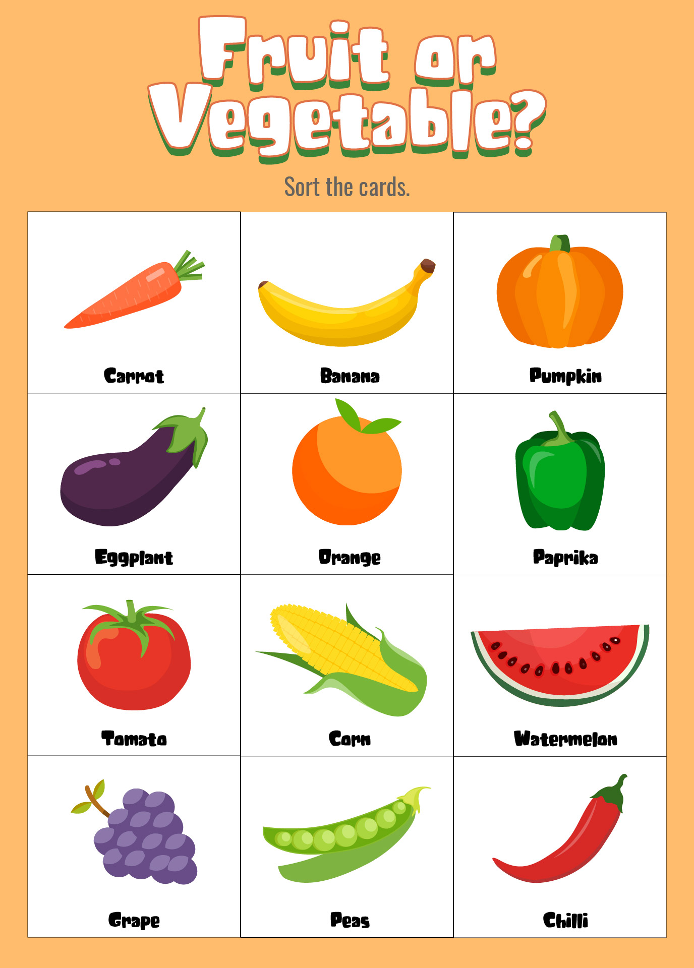 Printable Fruits And Vegetables