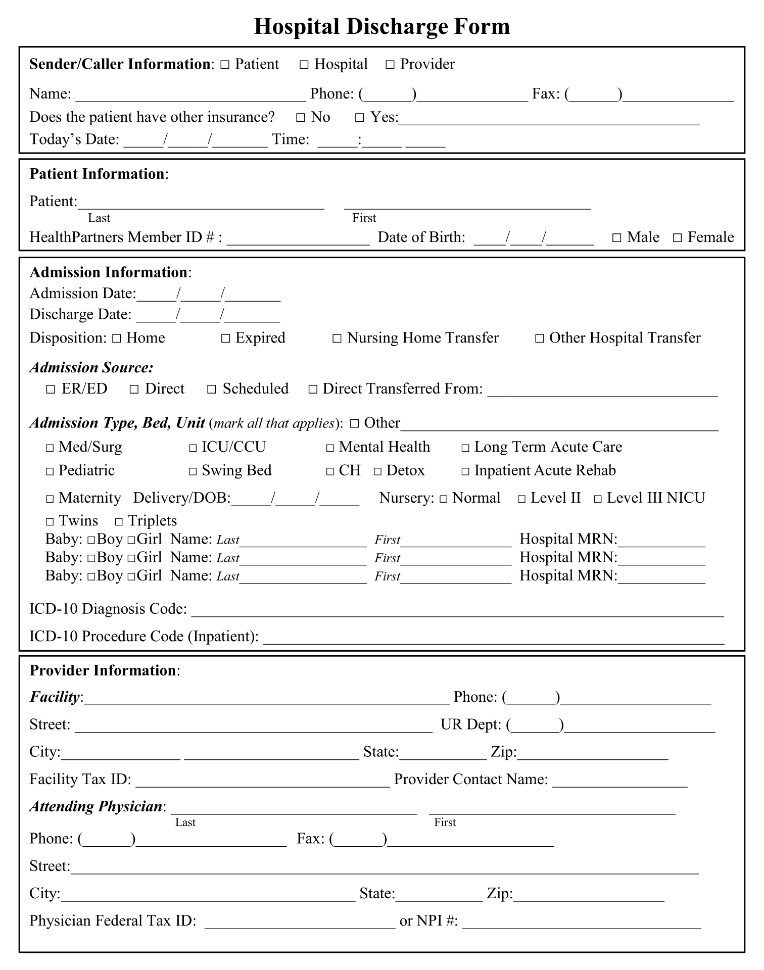 Discharge Summary Printable Emergency Room Hospital Discharge Papers 