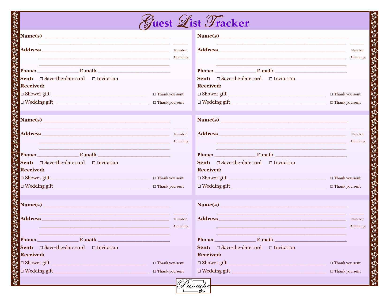 7 Best Images Of Wedding Guest List Form Printable Free Guest List