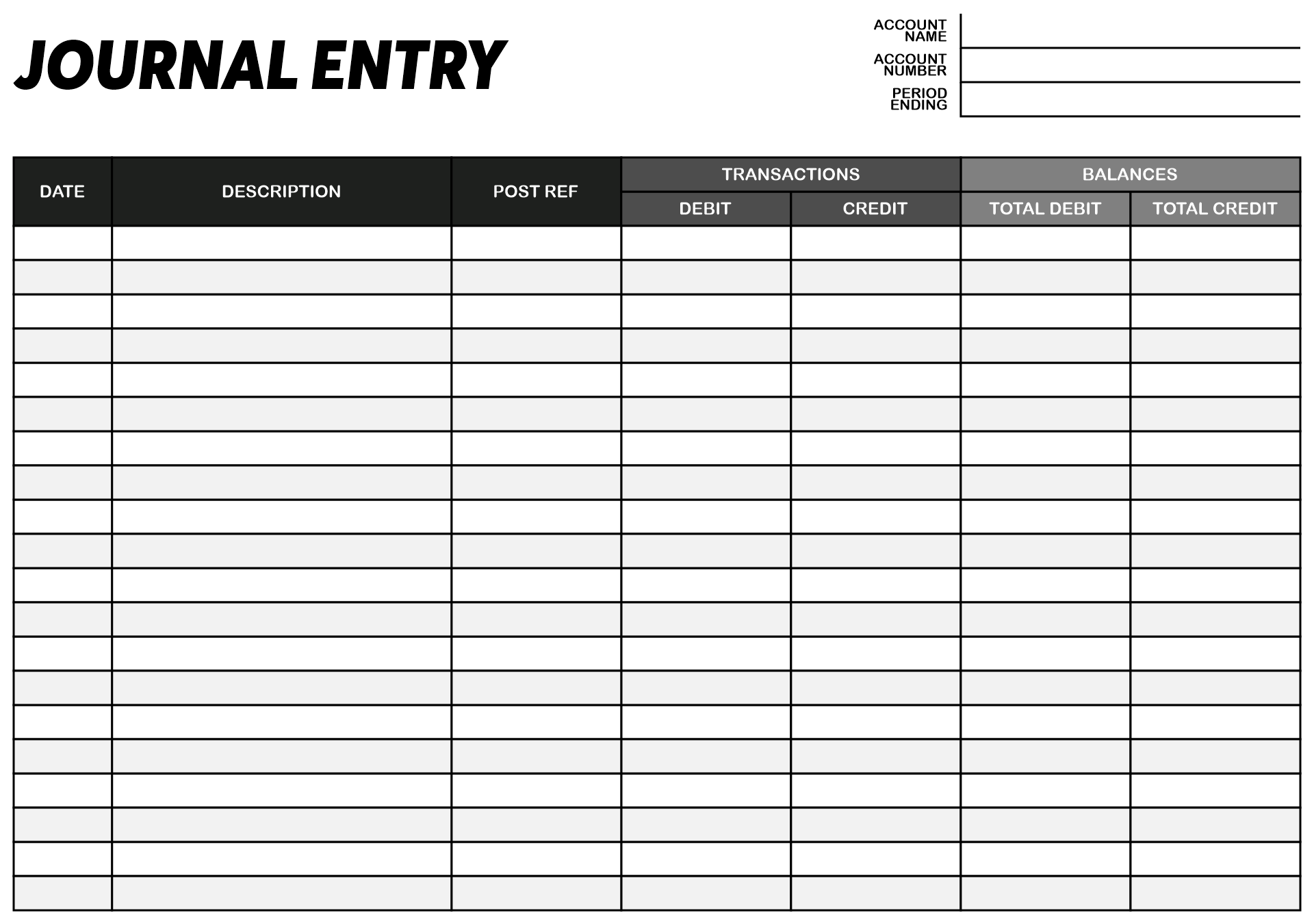 Free Journal Entry Template Printable Templates