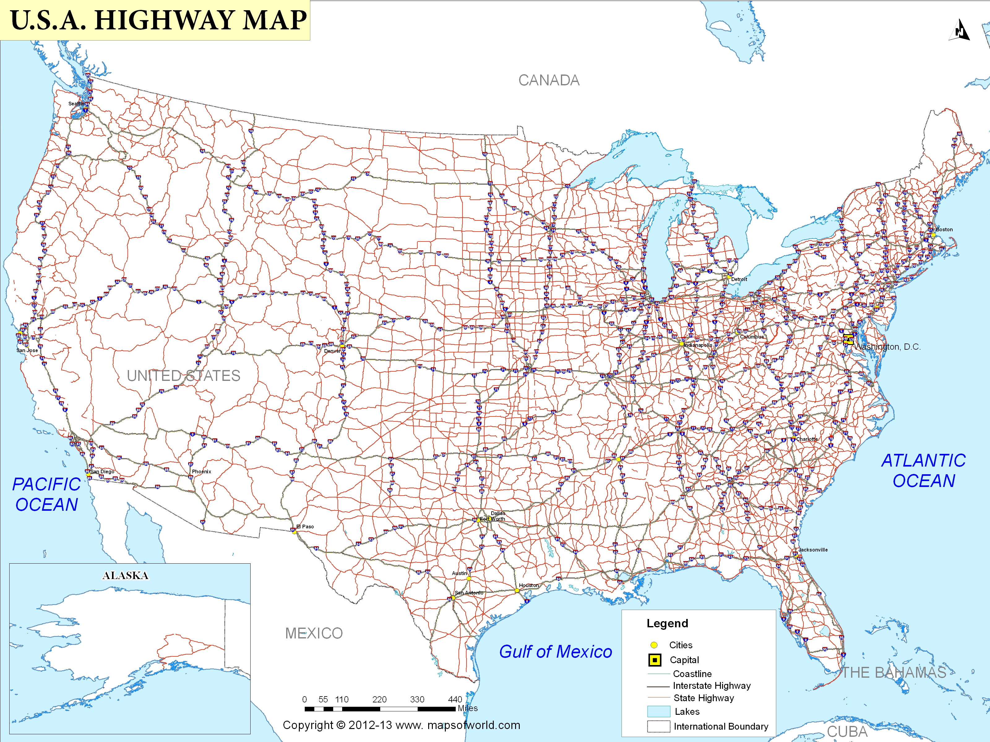Printable Usa Road Map All In One Photos