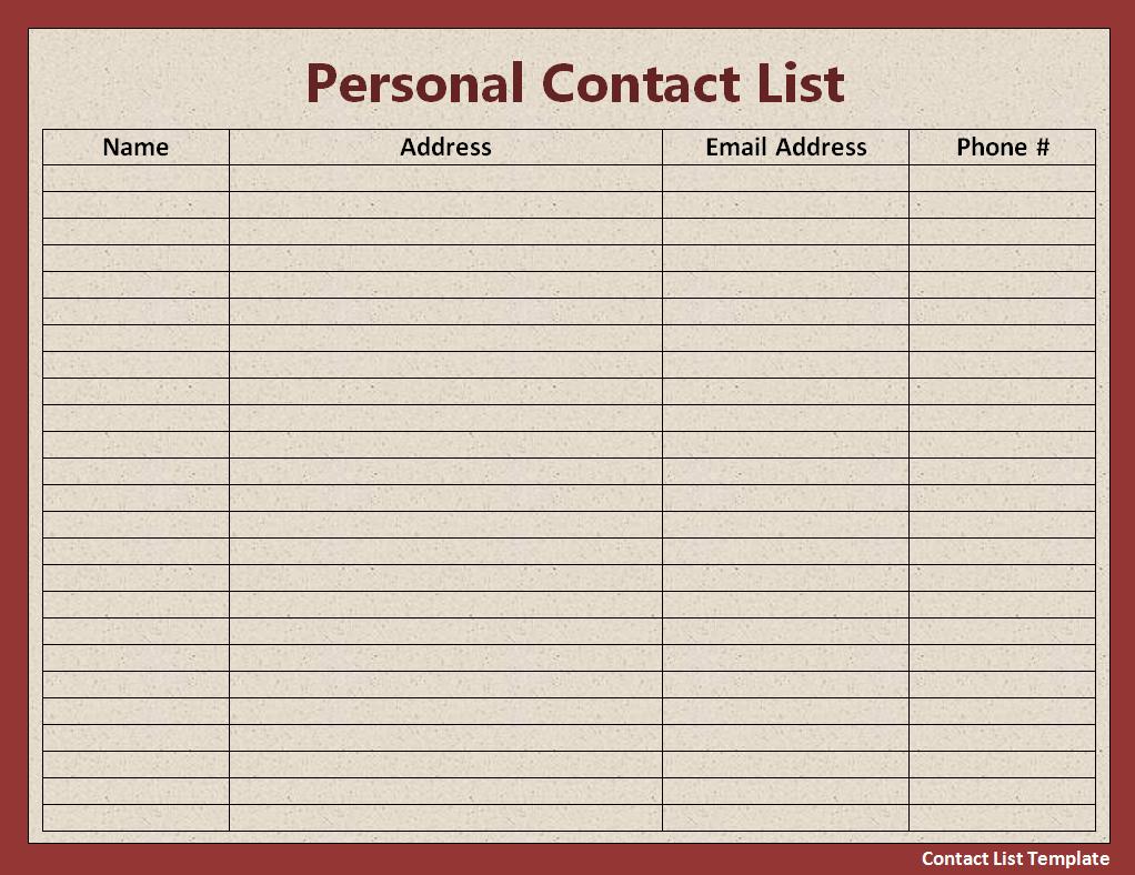 7 Best Images Of Free Printable Business Contact List Phone Contact 