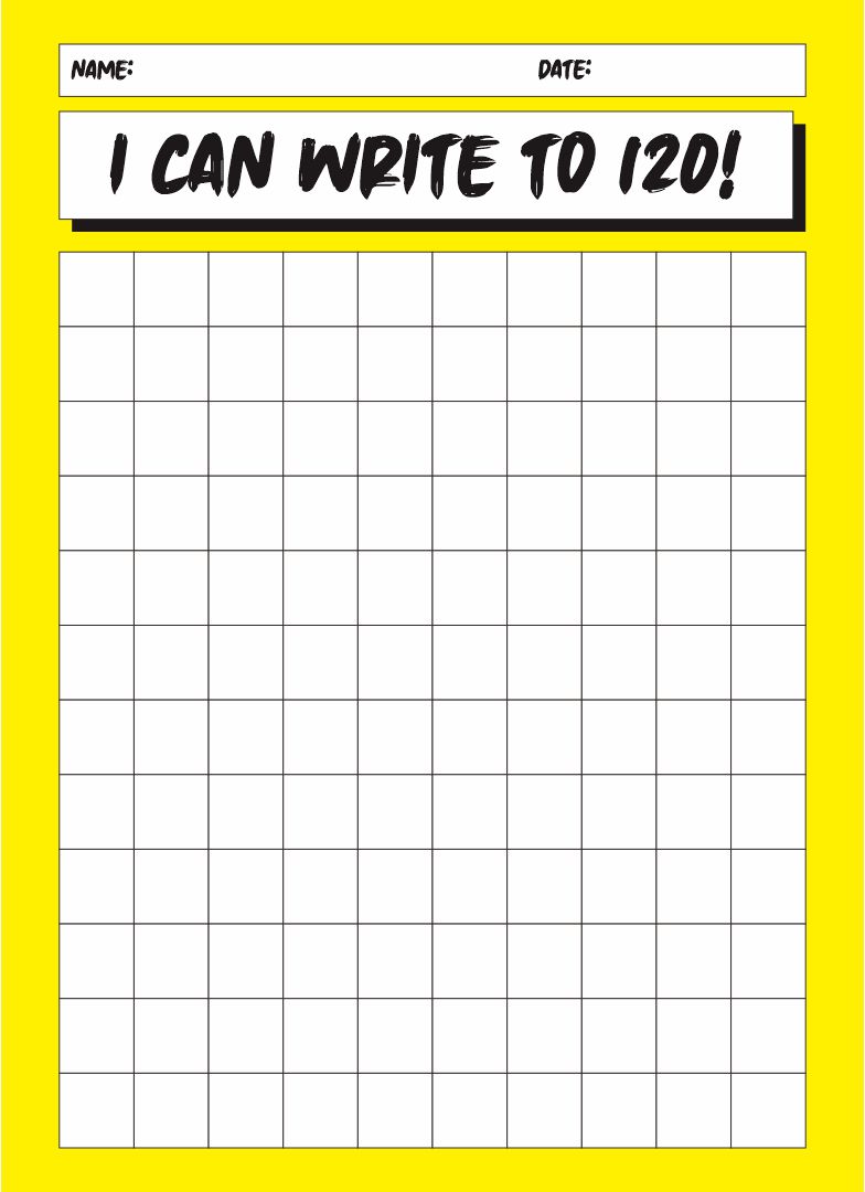 6 Best Images Of Printable Blank Chart 1 120 Blank 120 Chart 