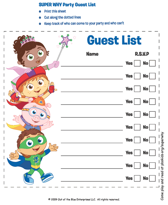 4 Best Images Of Birthday Party Guest List Printable Free Printable