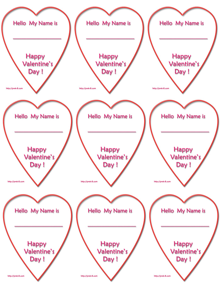 Printable Valentine Name Tags Printable Word Searches