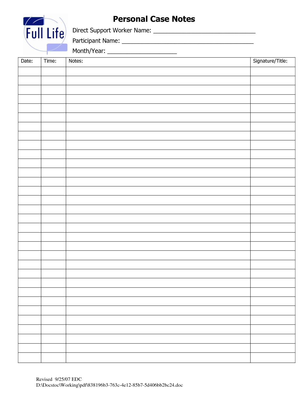 Case Note Template Free Templates Printable Download