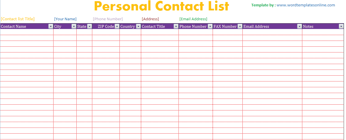 8 Best Images Of Printable Personal Contact Template Printable 