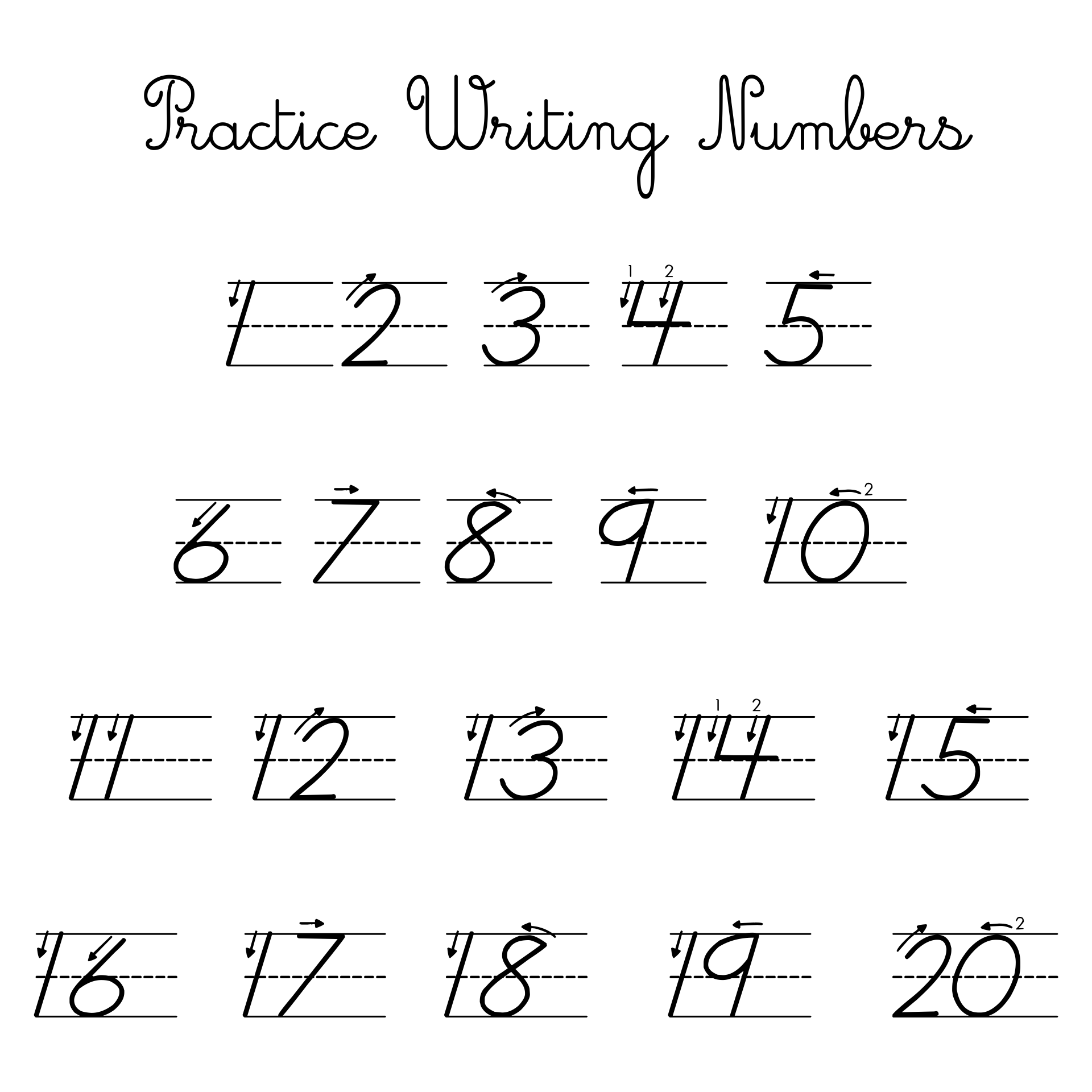 8 Best Images Of 1 20 Worksheets Printable Kindergarten Tracing 