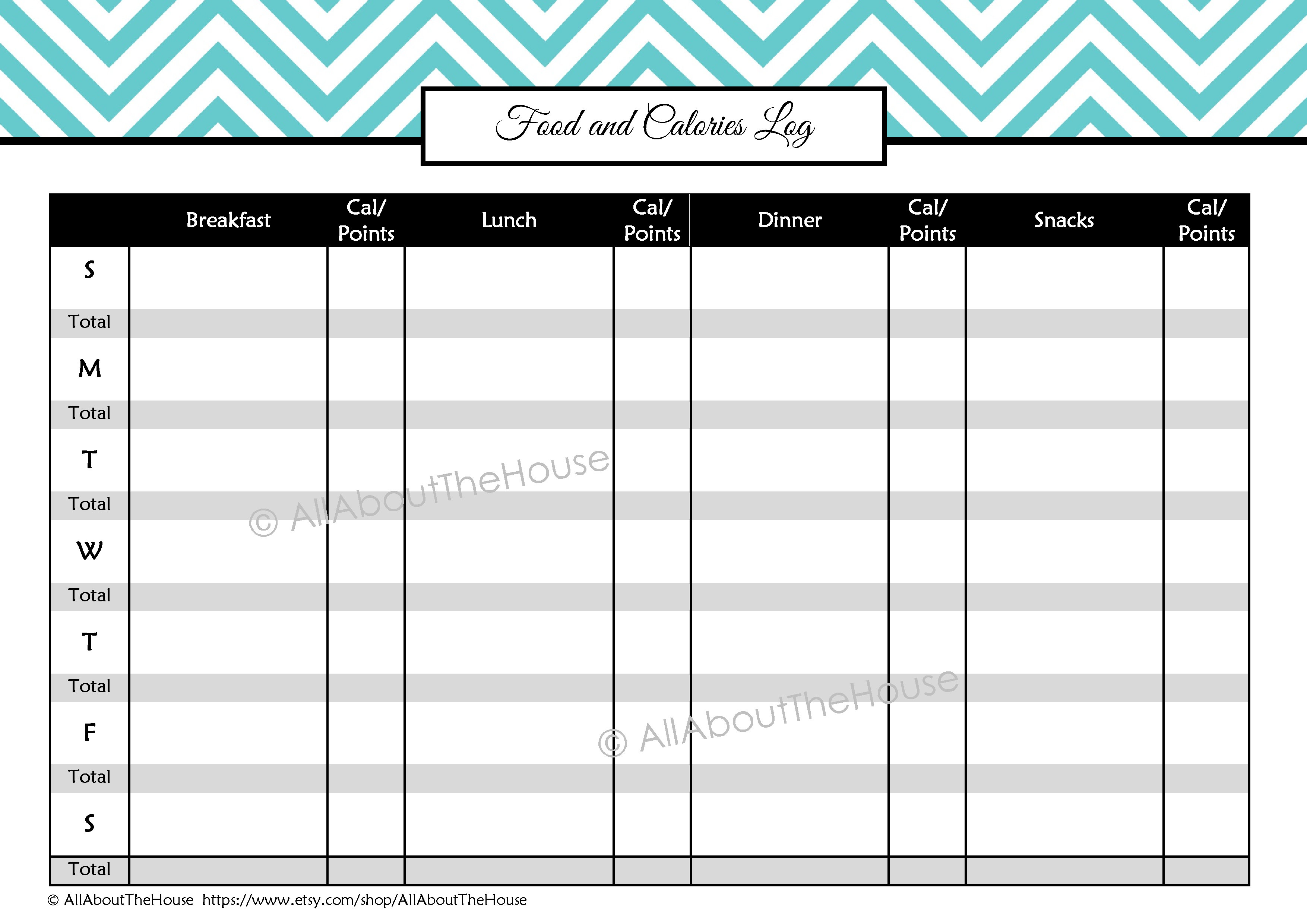 Food Intake Chart Example Free Printable Worksheet