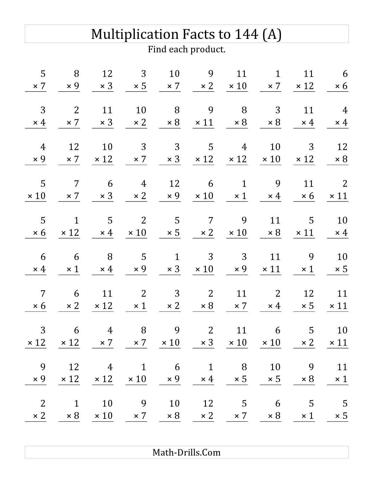 5 Min Multiplication Worksheets