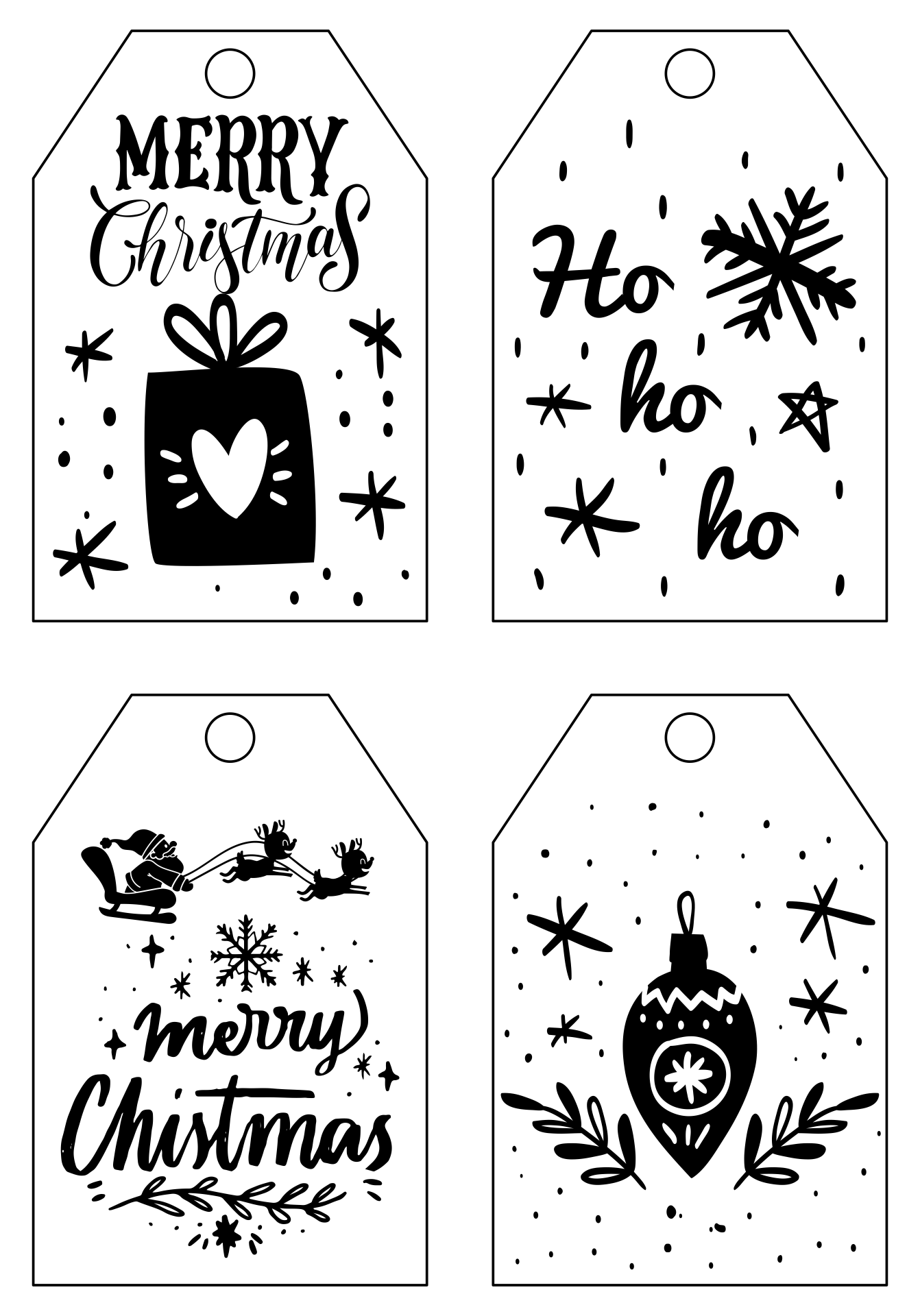 9 Best Images Of Printable Christmas Tags Black And White Free 