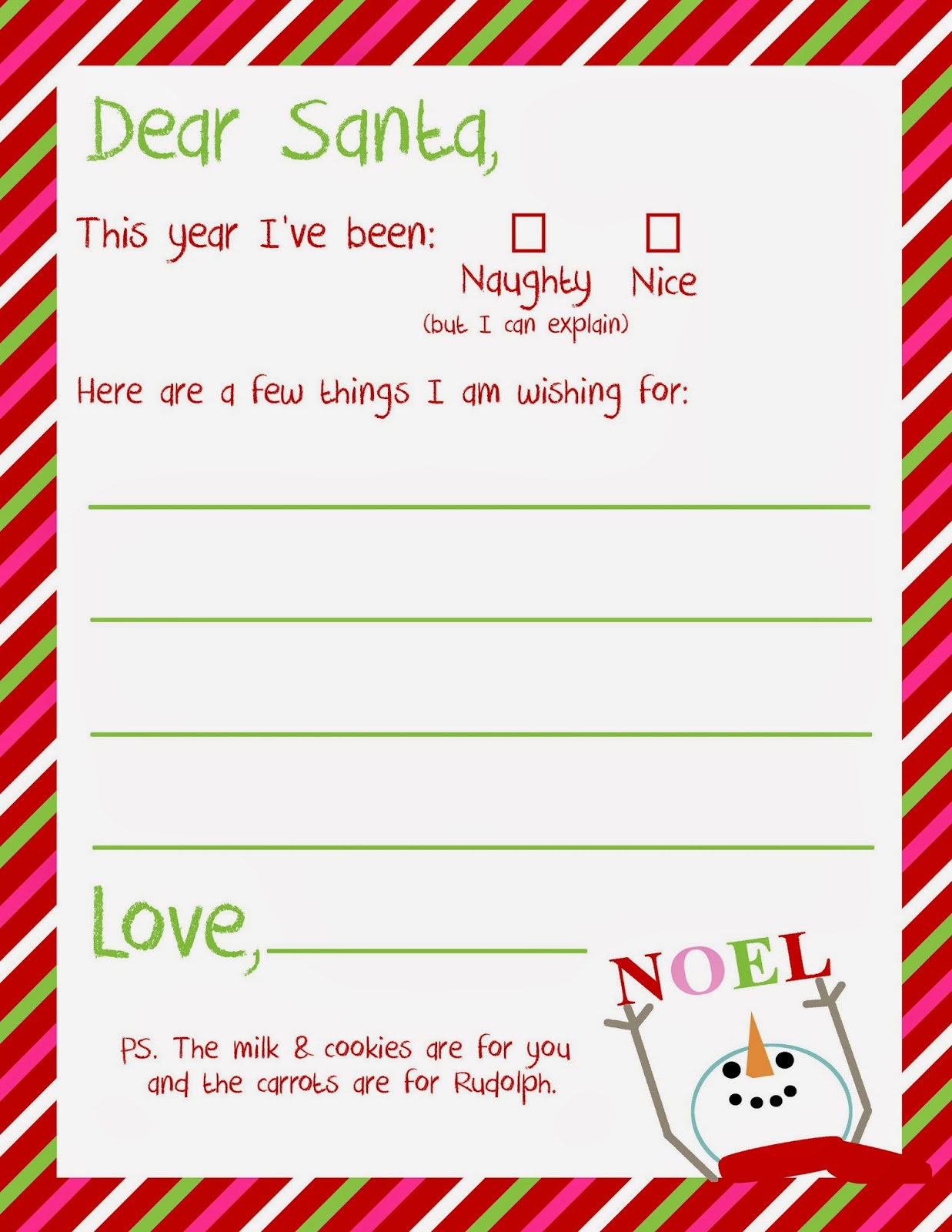 Santa Letter Template Free To Print