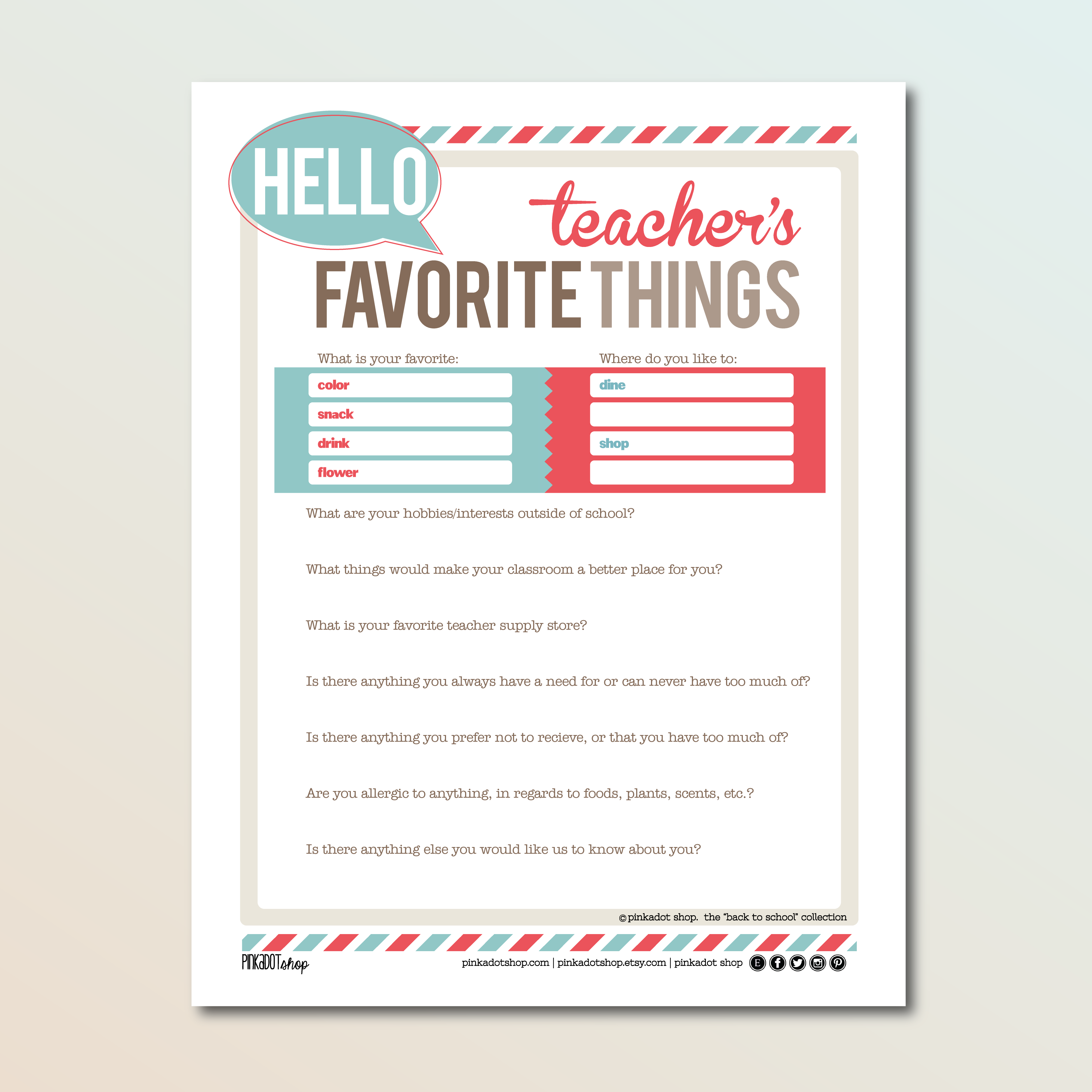 5 Best Images Of My Favorite Things Printable Free Printable Things 