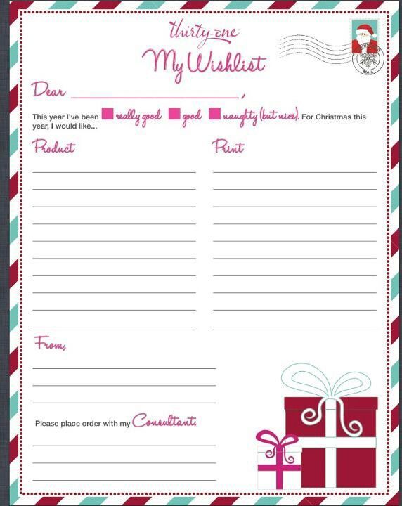 6 Best Images Of Thirty One Printable Wish List Thirty One Christmas List Order Party Wish