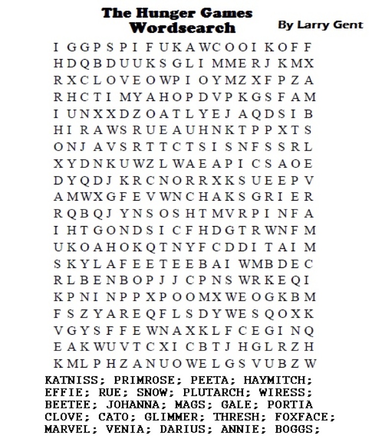 5 Best Images Of Hunger Games Word Search Printable Hunger Games Word Search Word Scramble