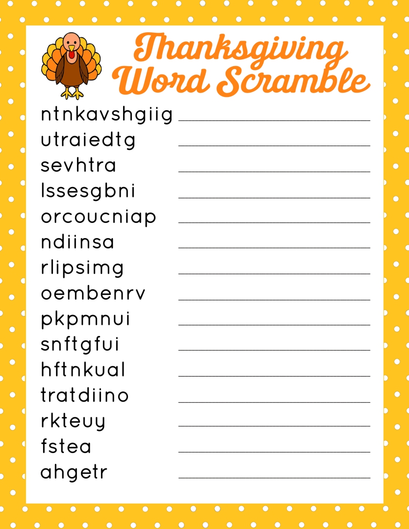 6 Best Images Of Thanksgiving Printable Word Jumble This Printable 