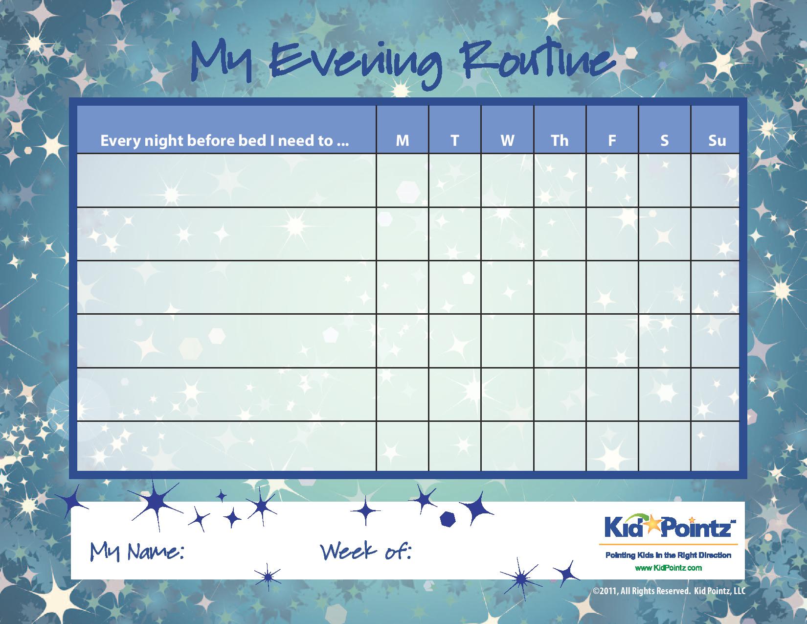 Printable Blank Routine Chart