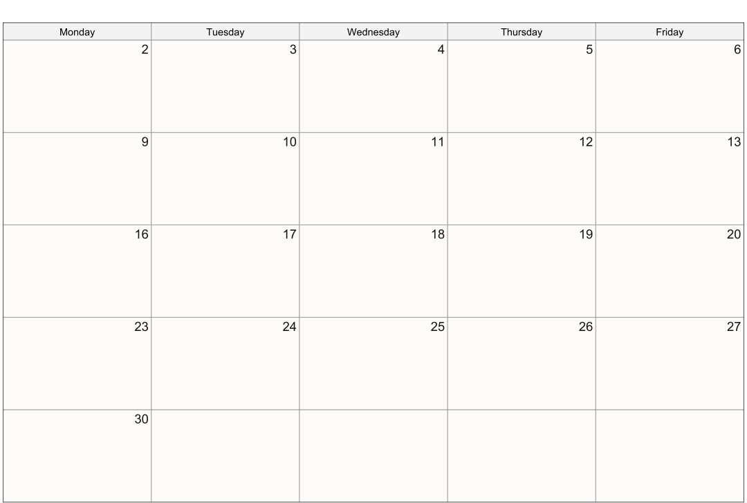 5 Best Images Of Calendar Printable Day 31 Blank Calendar Grid Template Days Of Week Blank