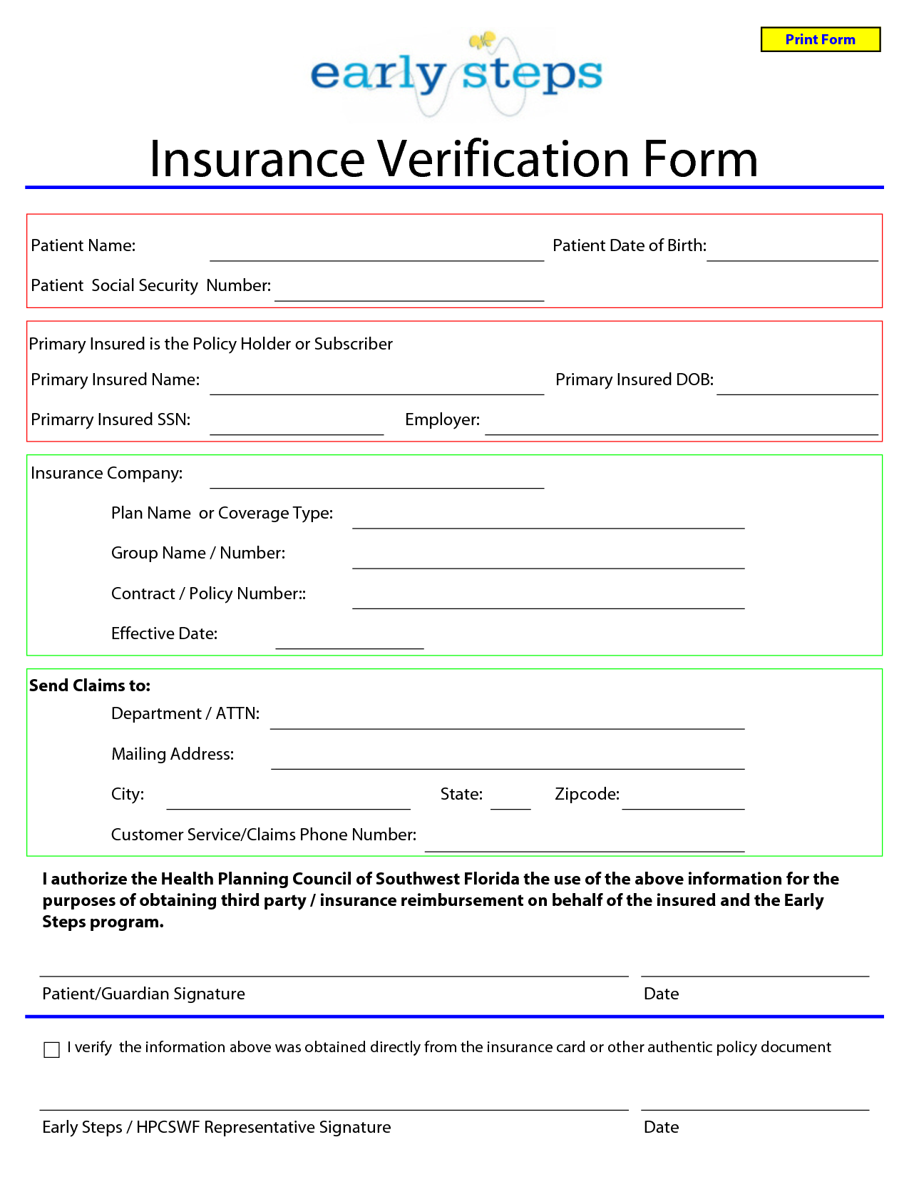 9 Best Images Of Free Printable Insurance Forms Medical Insurance 