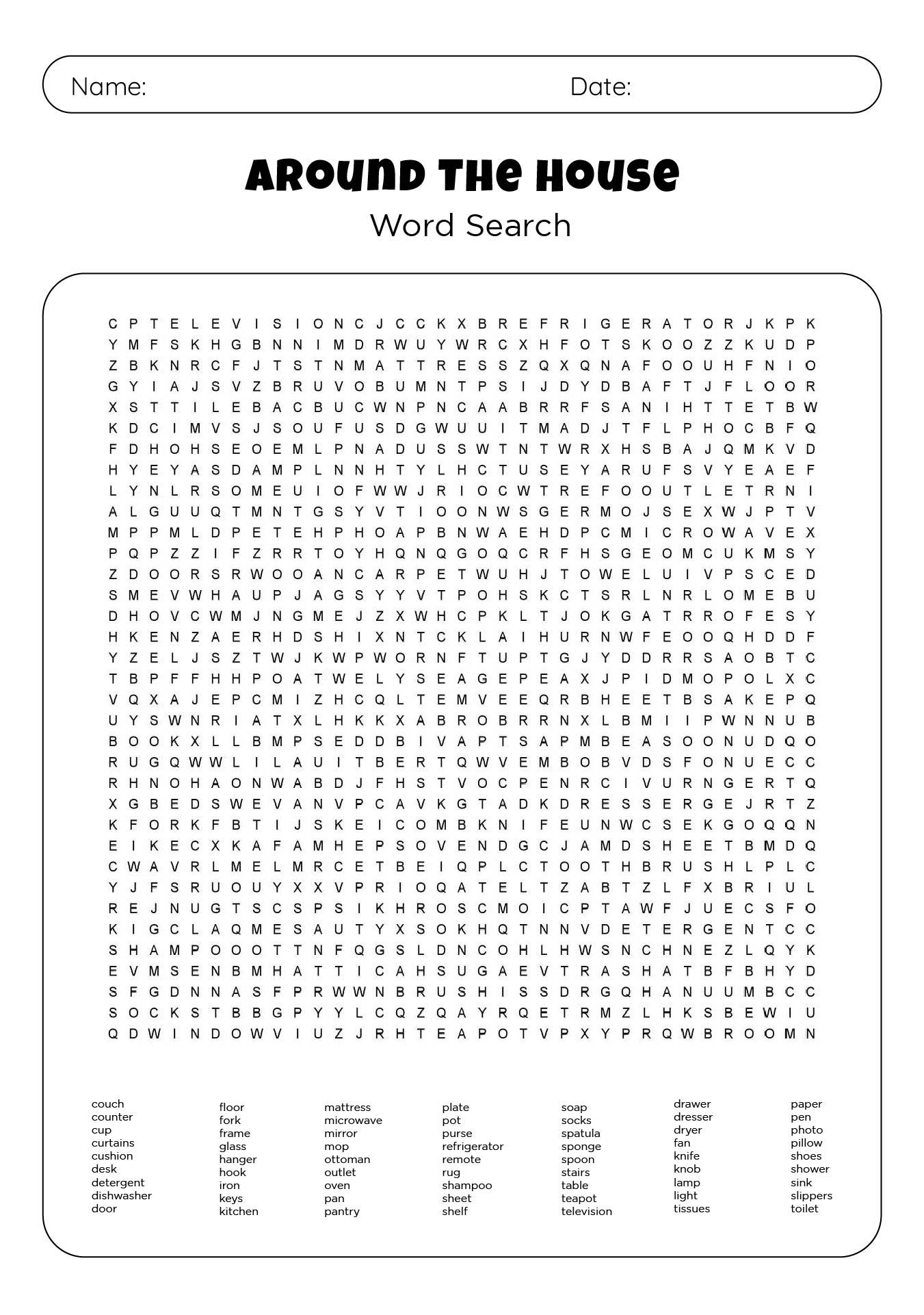 Printable Difficult Word Search
