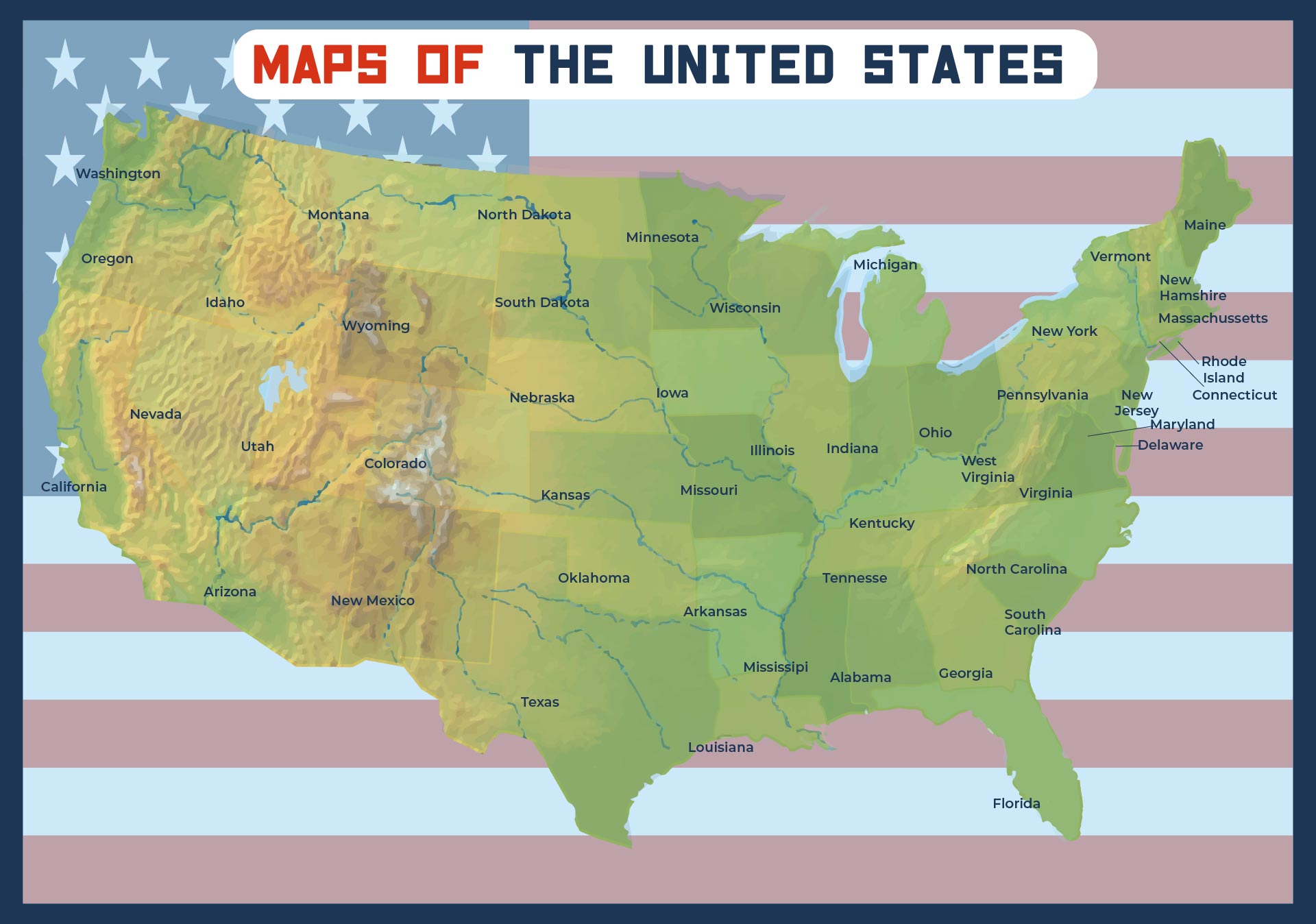 United States Of America Physical Features Map