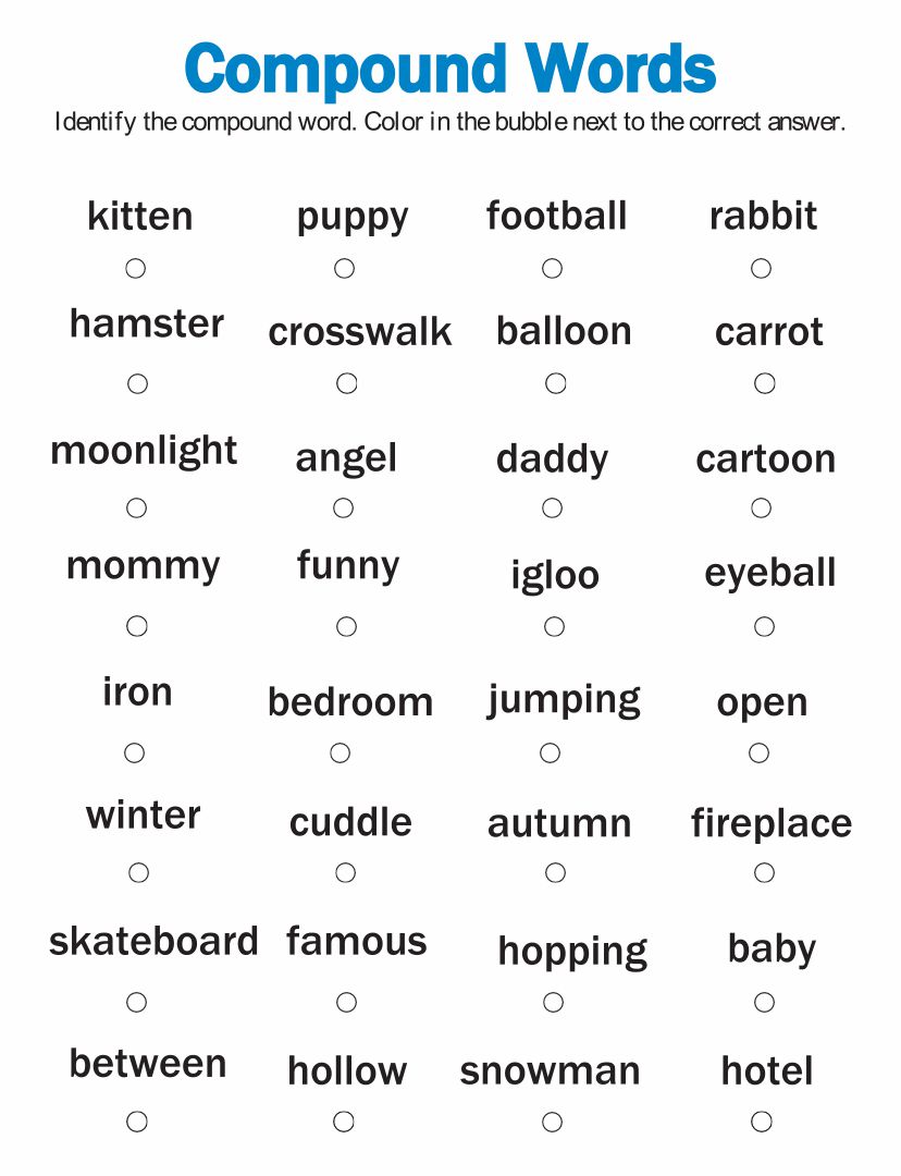 6 Best Images Of Printable Compound Word Match Kids Compound Words Worksheets Compound Word 