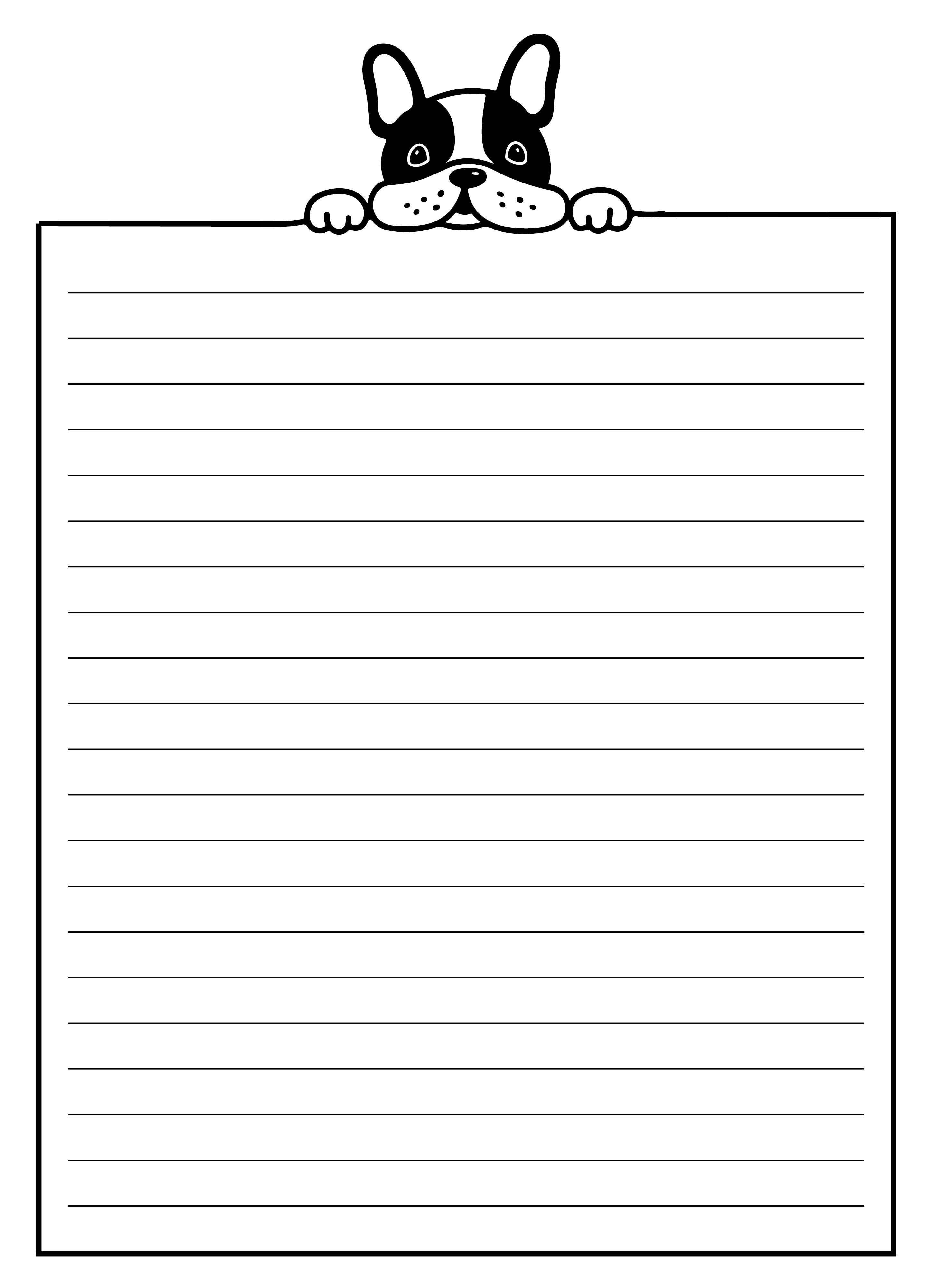 7 Best Images Of Dog Free Printable Lined Writing Paper With Borders 