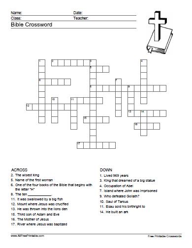 Free Printable Bible Crosswords For Adults
