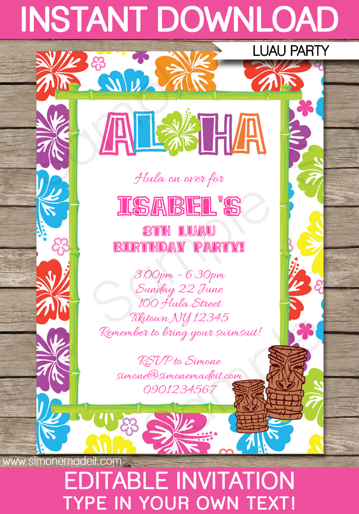 9 Best Images Of Free Printable Luau Blank Party Invitations Luau 