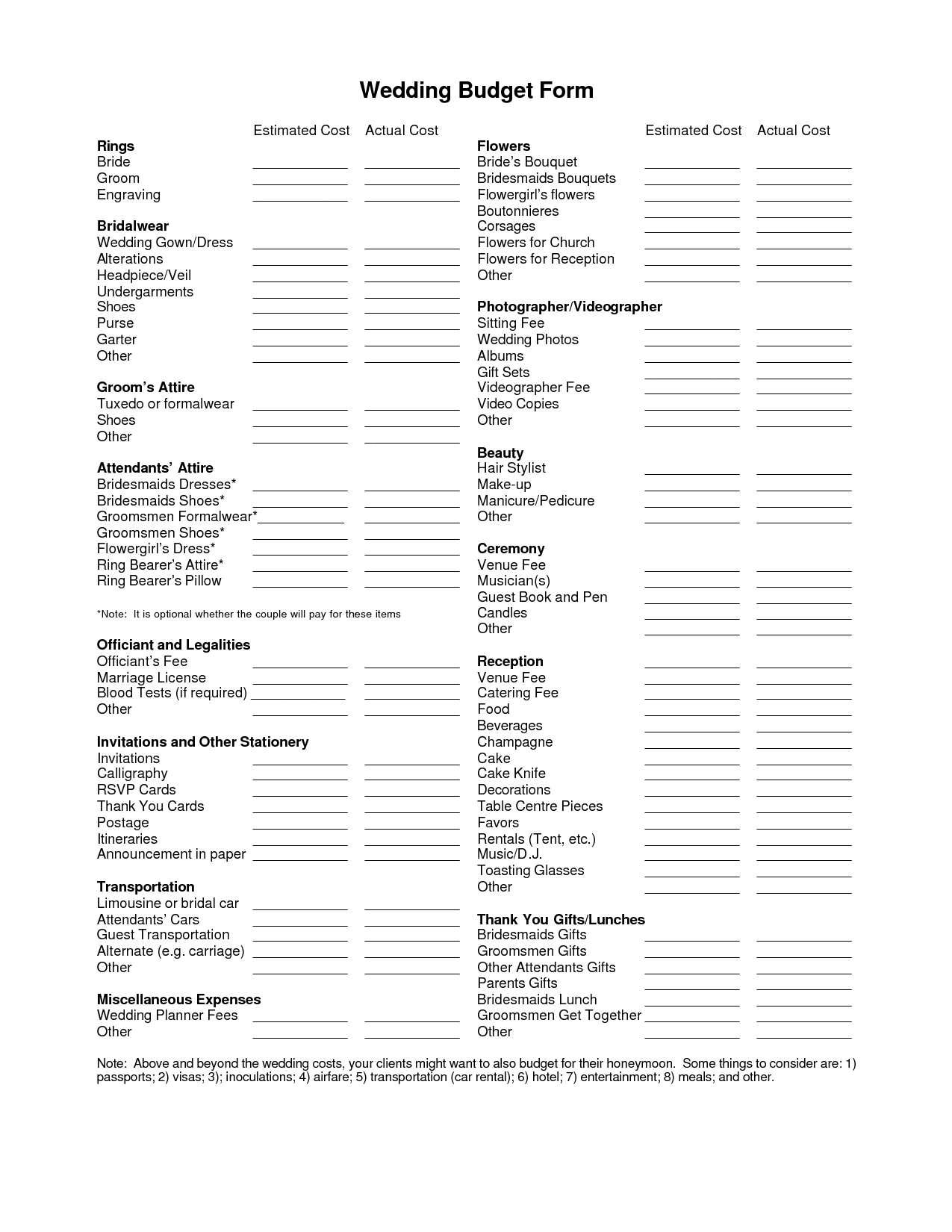 Free Wedding Flower Order Form Template