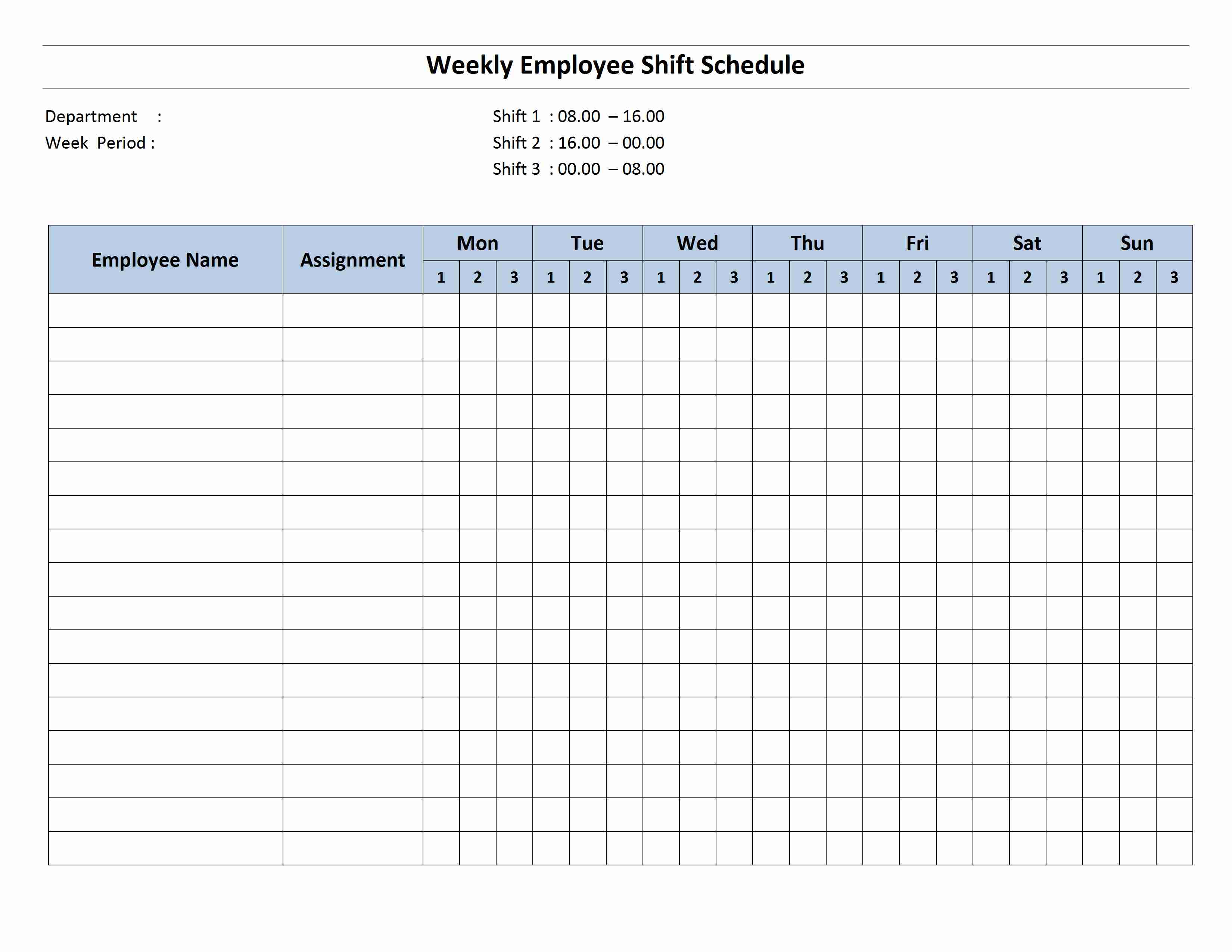 Weekly Work Schedule Template 4