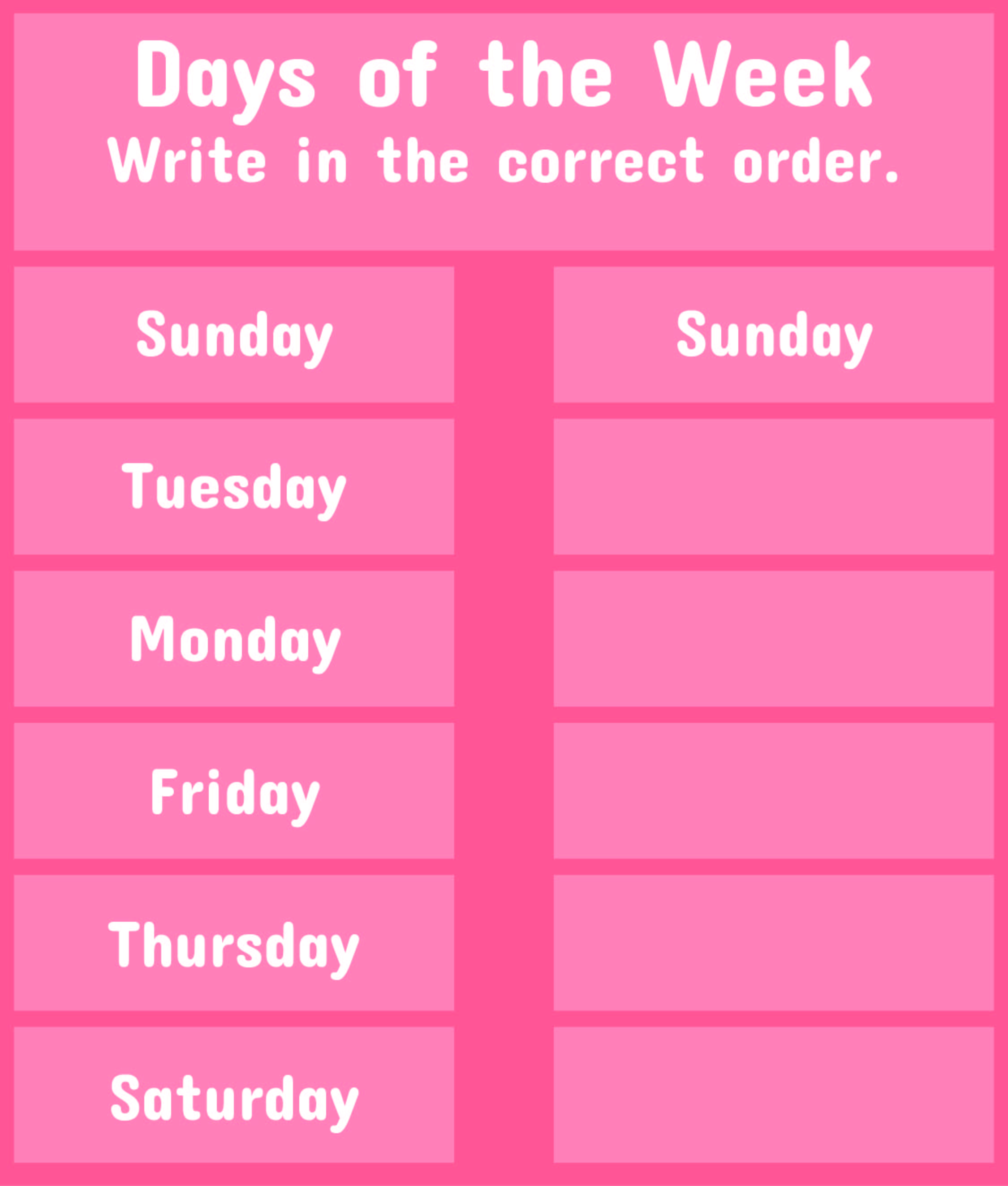 6 Best Images Of Days Of The Week Printables Days Of The Week Chart 