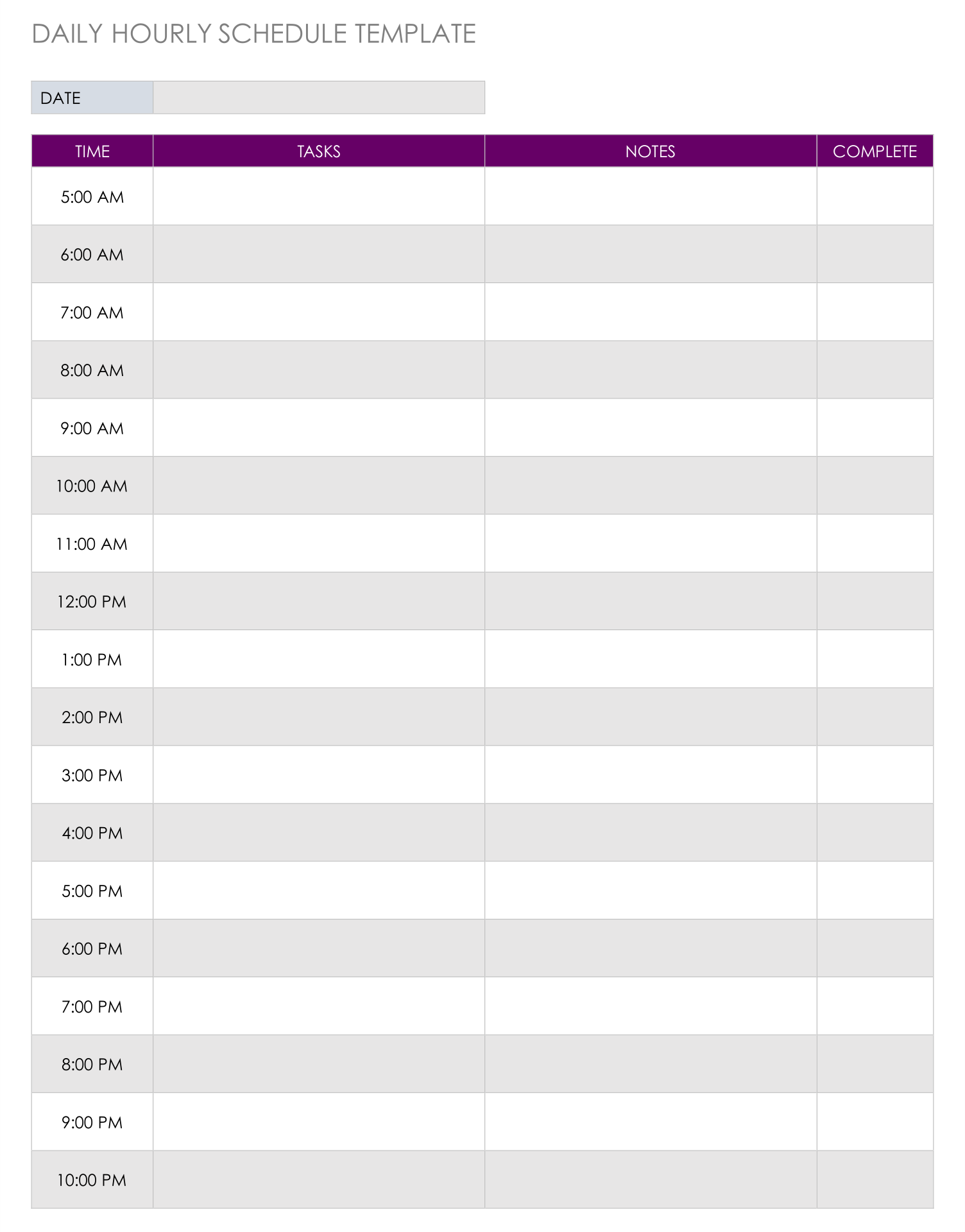 Daily Hourly Planner Printable