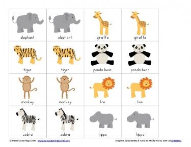 7 Best Images of Zoo Animals Matching Printables - Zoo Animal Cards