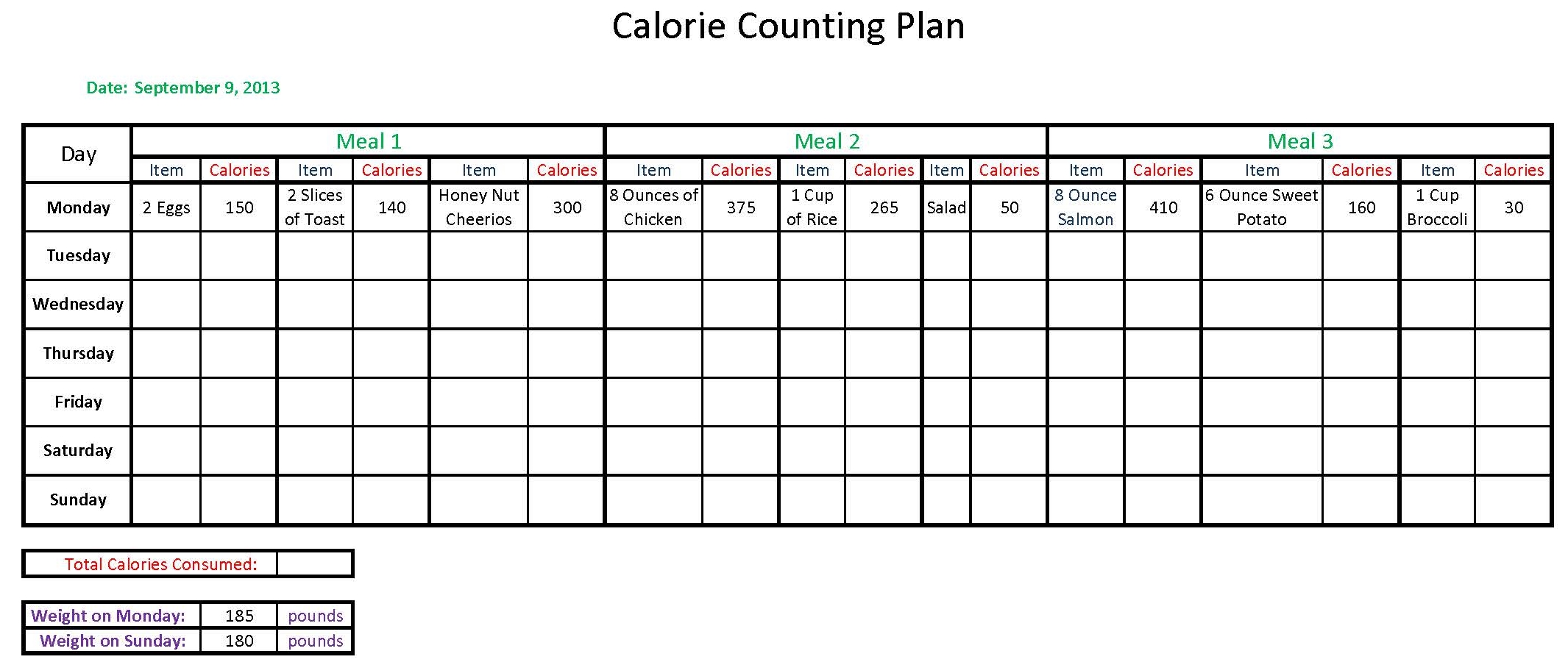 Free Printable Calorie Counter Sheet Printable World Holiday