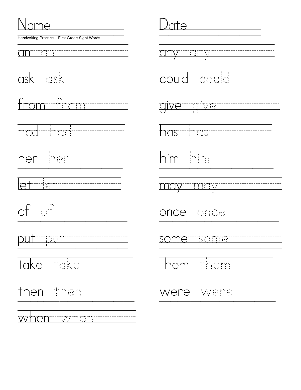 4 Best Images Of First Grade Printable Handwriting Worksheets 1st 