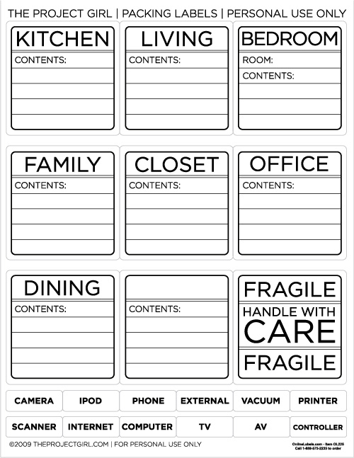 Moving Box Label Template