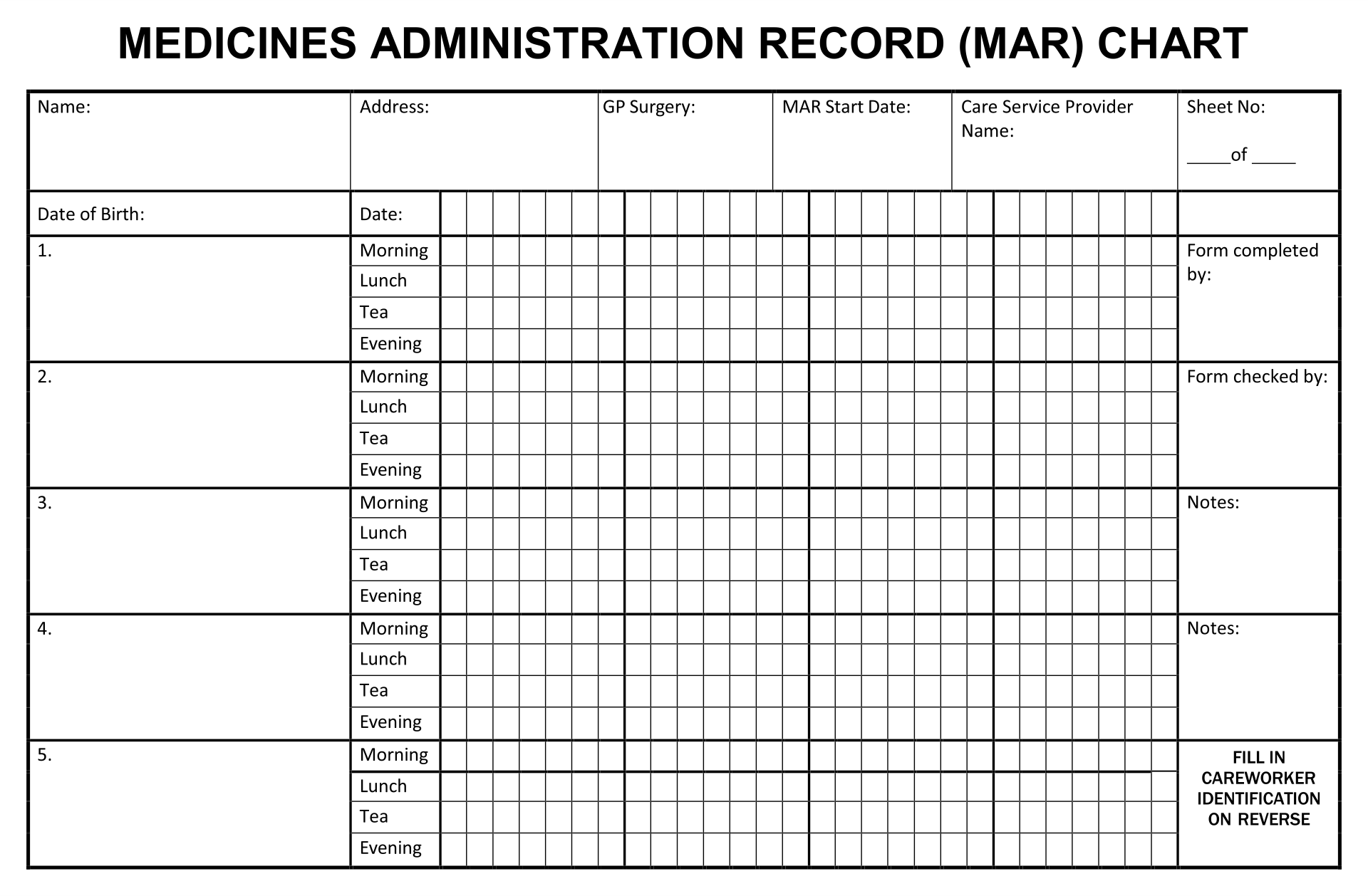 Free Printable Medication Administration Record Sheet Printable Templates